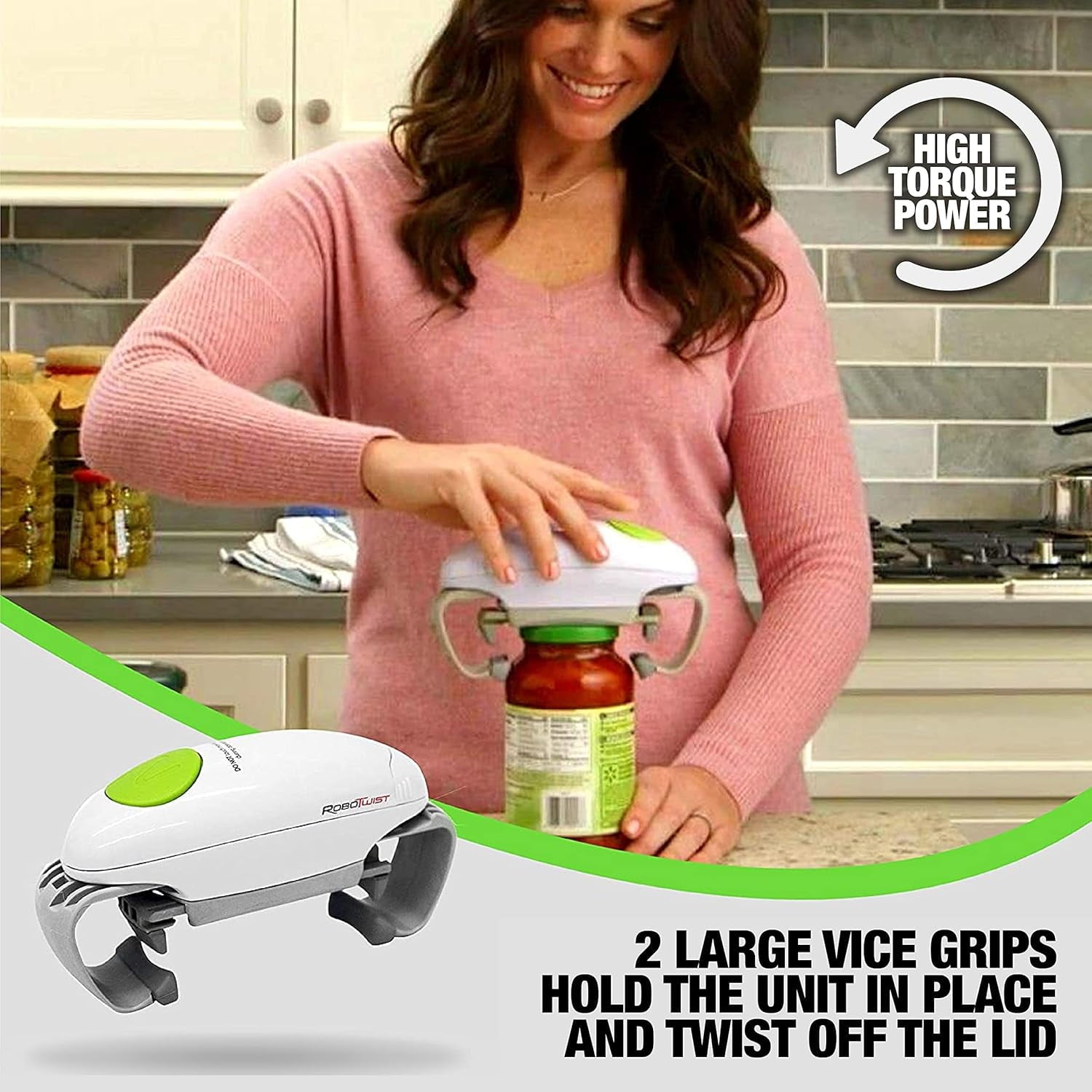 RoboTwist Electric Automatic Jar Opener for Seniors Arthritis One Touch for Jars of all Sizes As Seen on TV White, 2 ... - Image 2