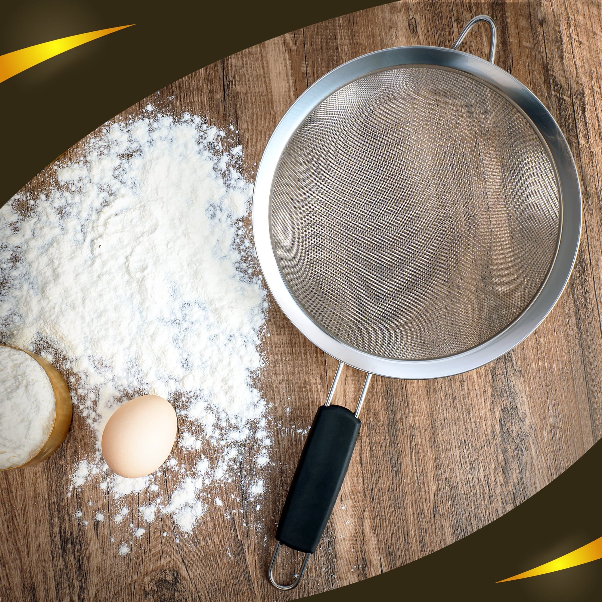 Kafoor Set of 3 Fine Mesh Strainers for Kitchen | 3.4 inch, 5.5 inch and 7.9 inch Fine Mesh Sieves - Image 4