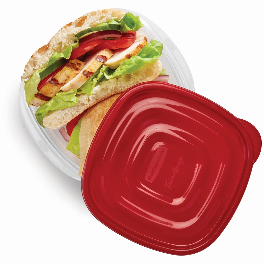 Rubbermaid TakeAlongs 2.9-Cup Square Food Storage Containers, Ruby Red, 4 Pack - Image 4