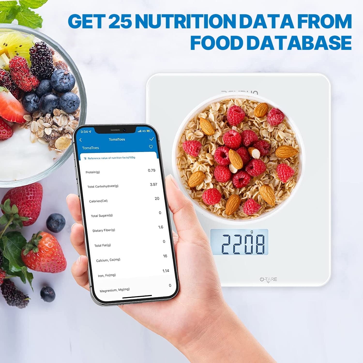 RENPHO Bluetooth Food Scale with App, Digital Smart Kitchen Scale, Glass, White - Image 4