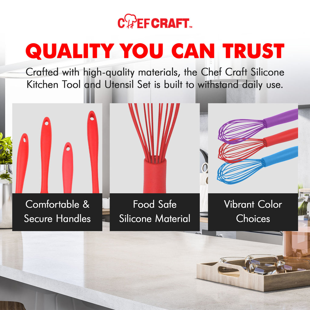 Chef Craft Premium Silicone Wire Cooking Whisk, 10.5 inch, Red - Image 5