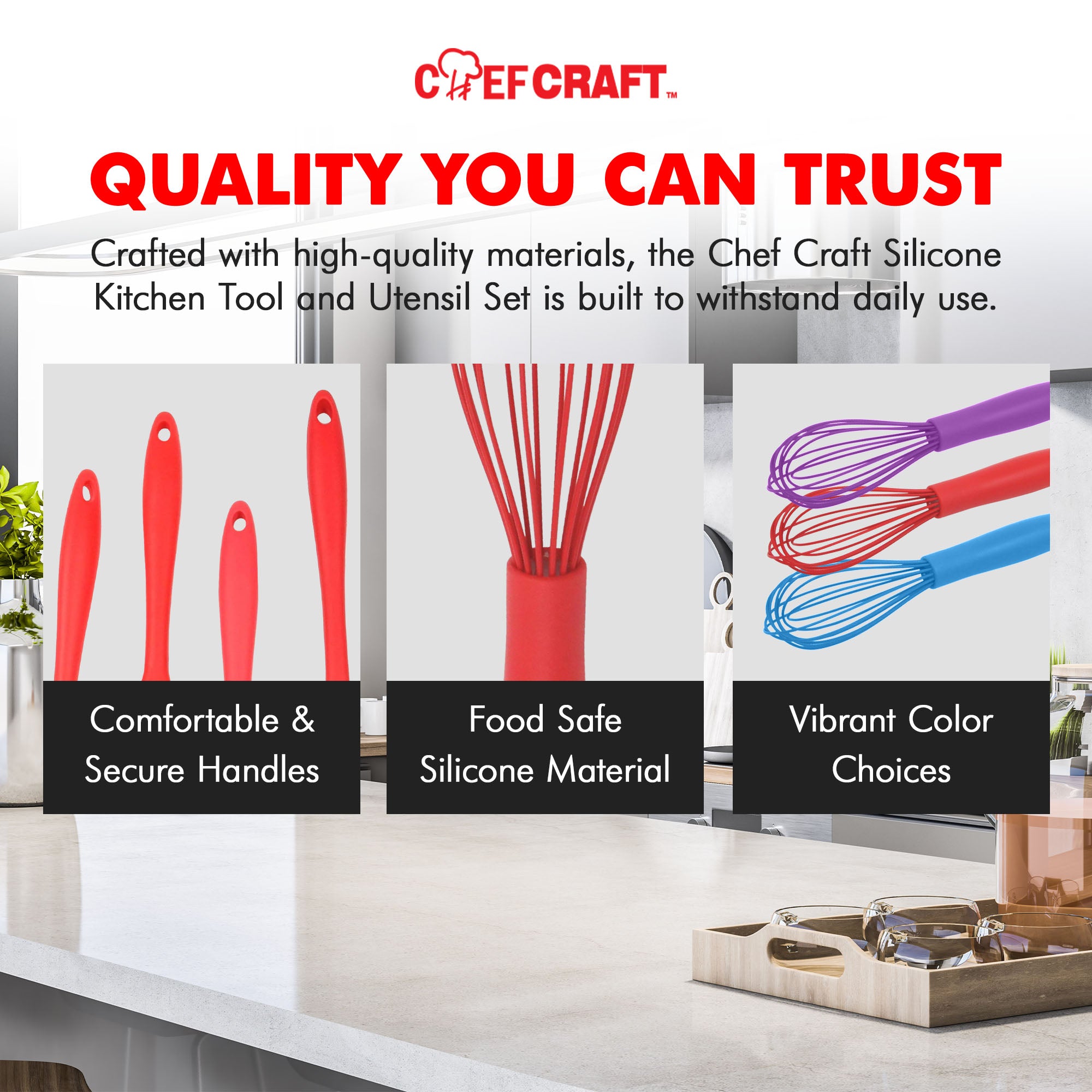 Chef Craft Premium Silicone Wire Cooking Whisk, 10.5 inch, Red - Image 5