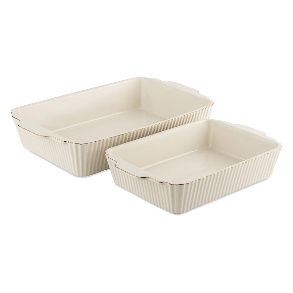 Thyme & Table 4-Piece Stoneware Casserole Dish Bakeware Set, Includes Lids, 9"x13" , 7"x10" Bakers With Lids , White ... - Image 3
