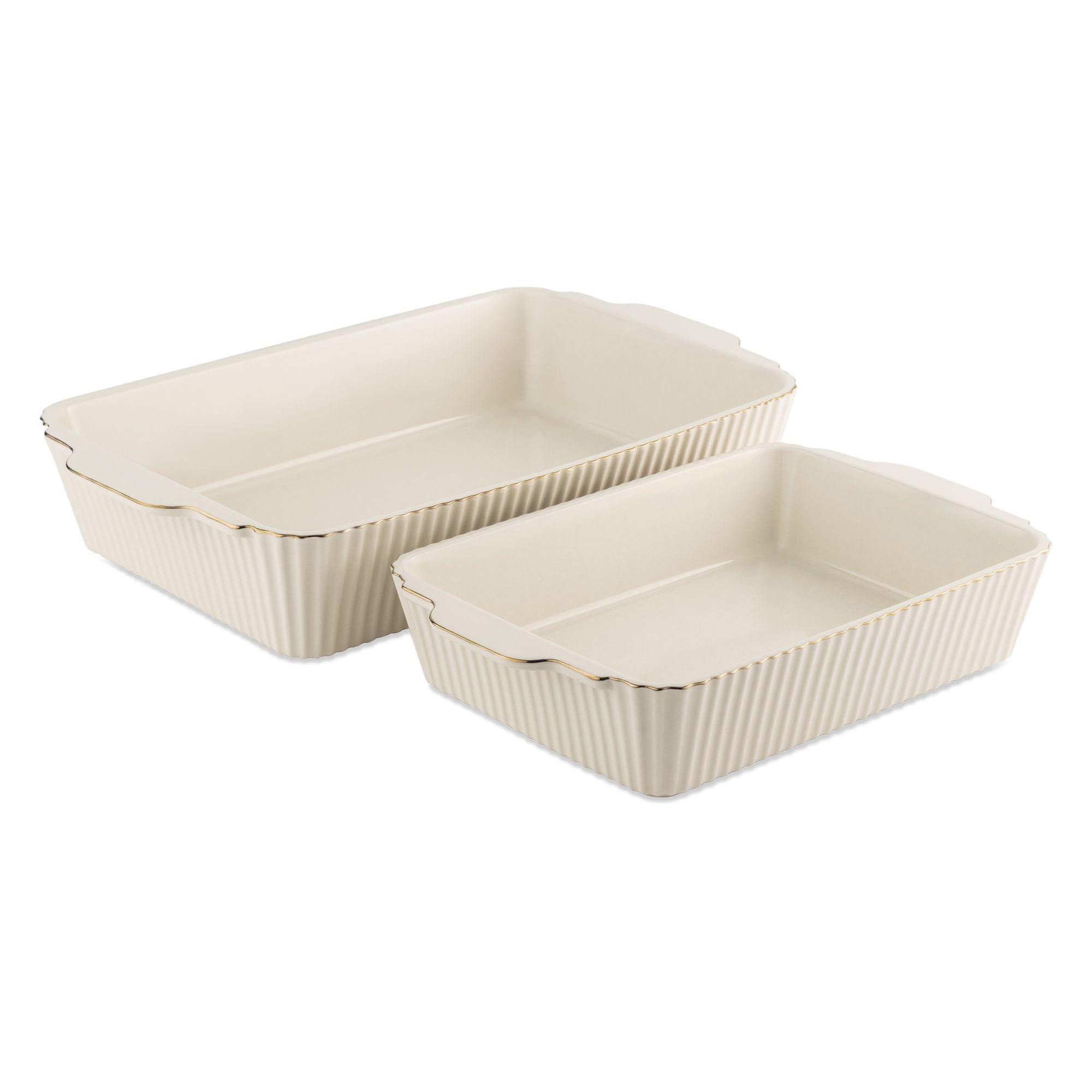 Thyme & Table 4-Piece Stoneware Casserole Dish Bakeware Set, Includes Lids, 9"x13" , 7"x10" Bakers With Lids , White ... - Image 3