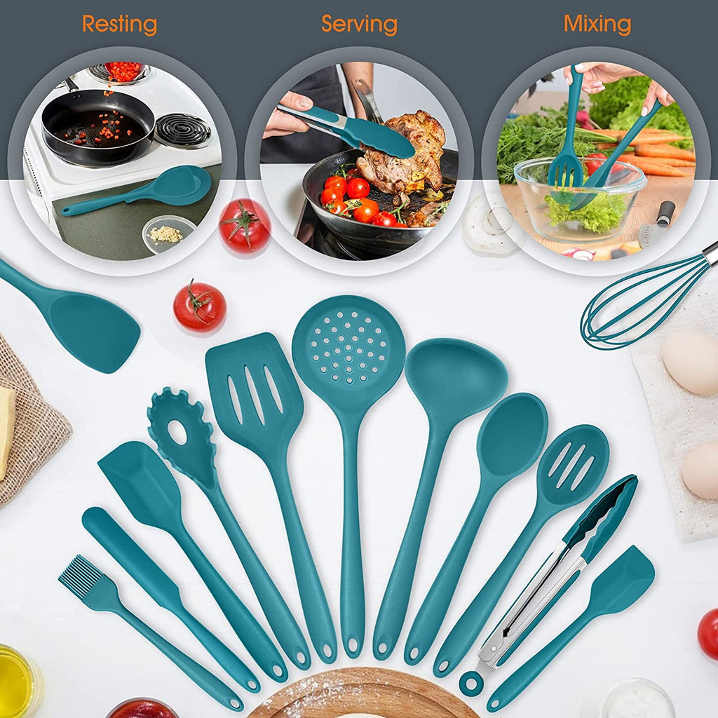 Vesteel 15-Piece Kitchen Utensils Set, Silicone Cooking Utensils with Holder, Non-stick Cookware Friendly & Heat Resi... - Image 4