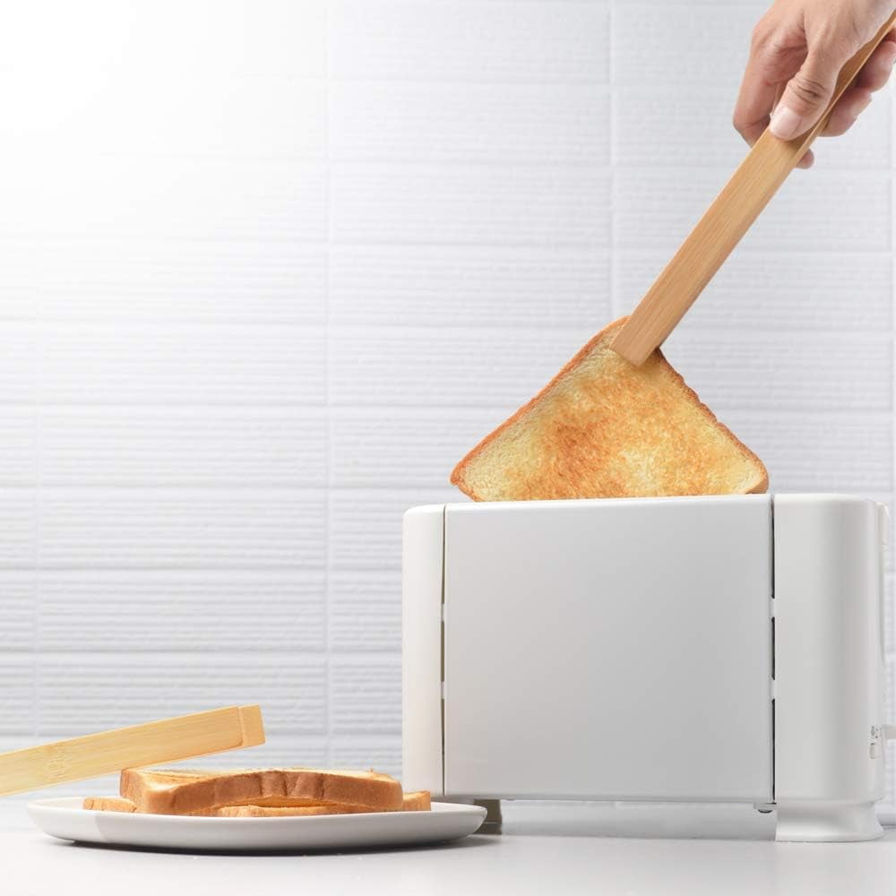 Magnetic Bamboo Toaster Tongs: 100% Natural 8.7" Wood Kitchen Toast Tongs| Eco-Friendly, Space Saving Modern Kitchen ... - Image 2