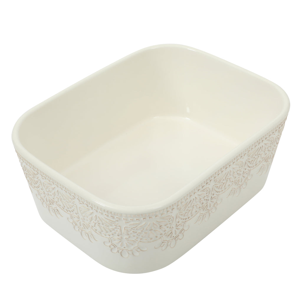 The Pioneer Woman Vintage Lace 6-Piece Nesting Casserole Baking Dish Bakeware Set with Lids, Linen - Image 5