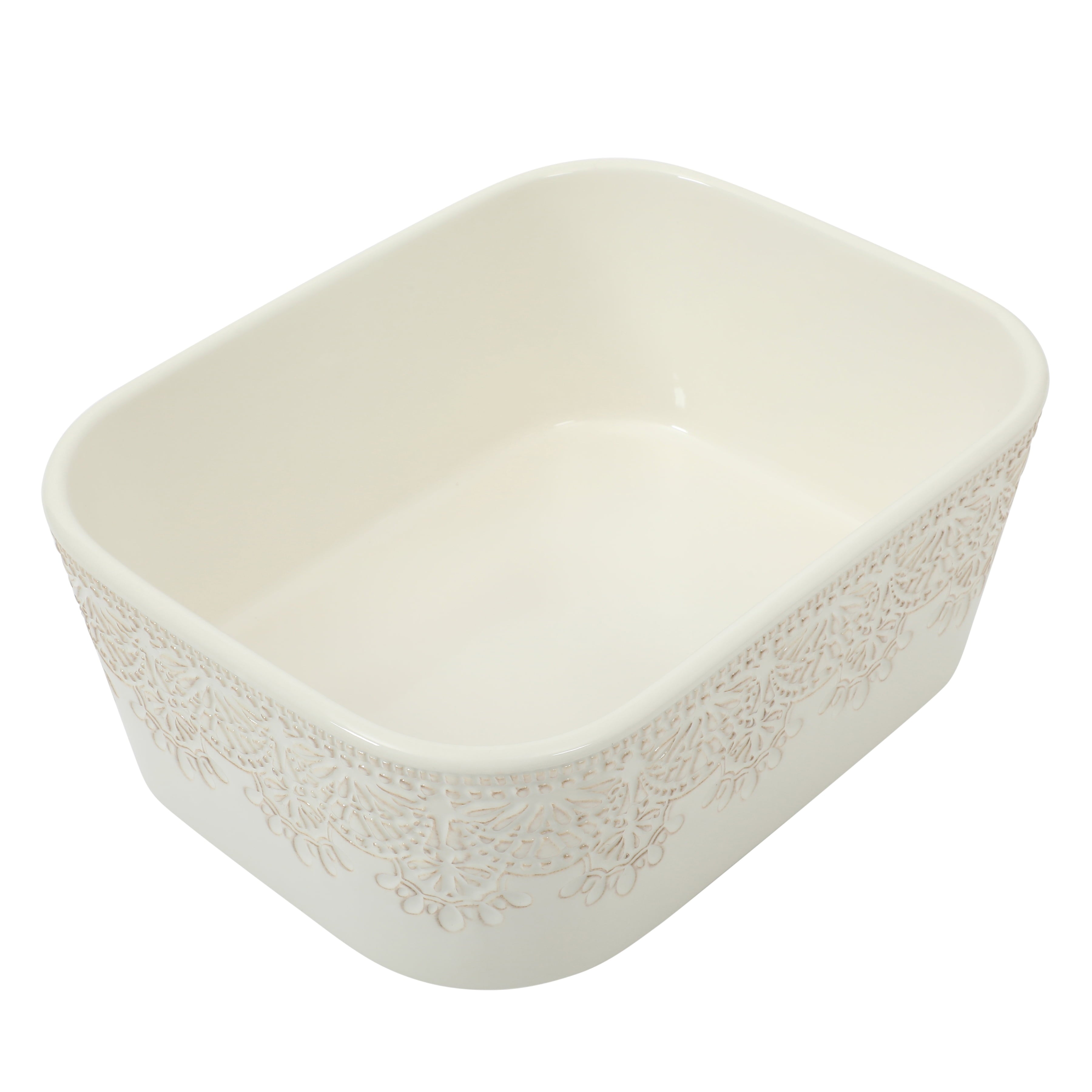 The Pioneer Woman Vintage Lace 6-Piece Nesting Casserole Baking Dish Bakeware Set with Lids, Linen - Image 5