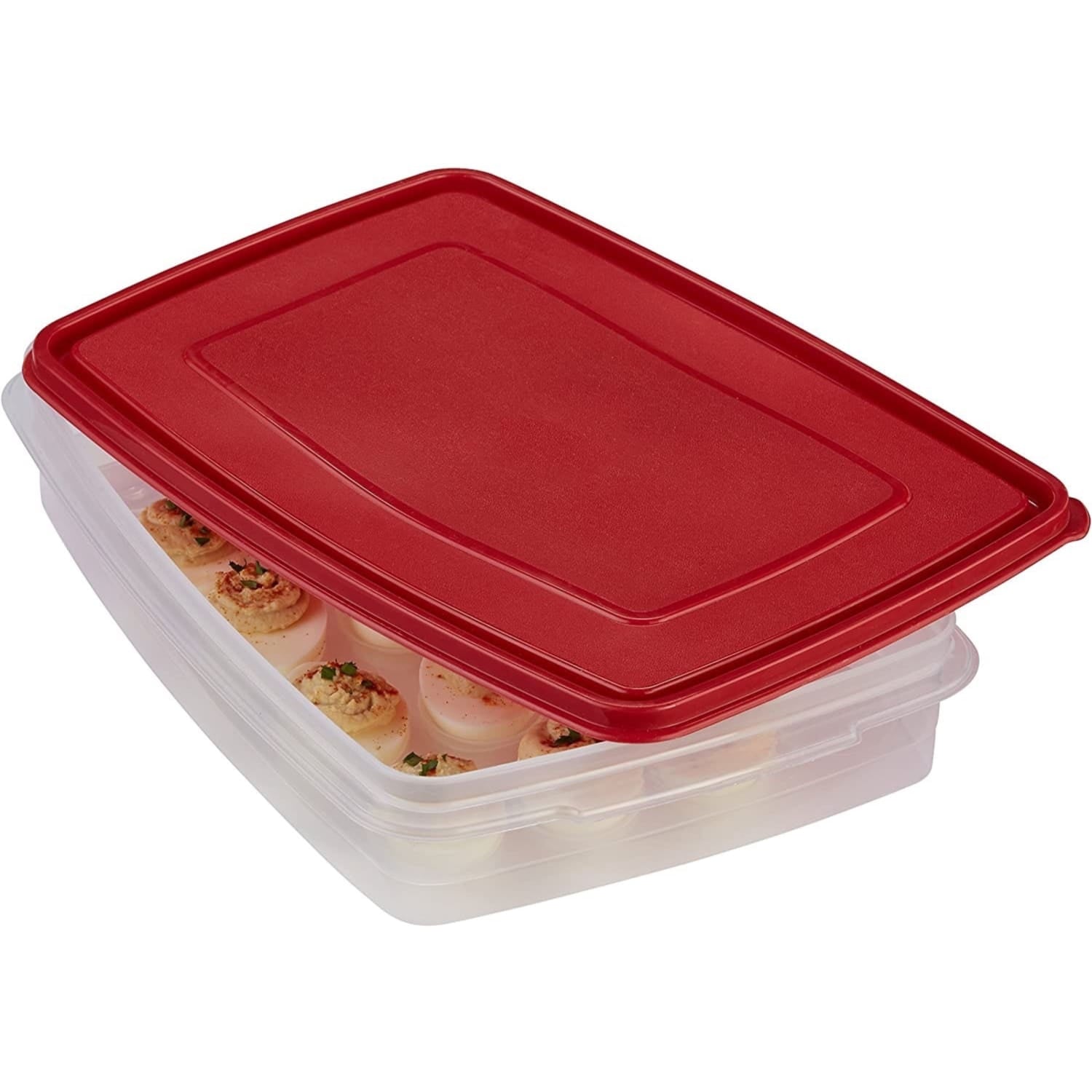 Rubbermaid Egg Keeper Food Storage Container, Clear/Red, 1 Count - Image 4