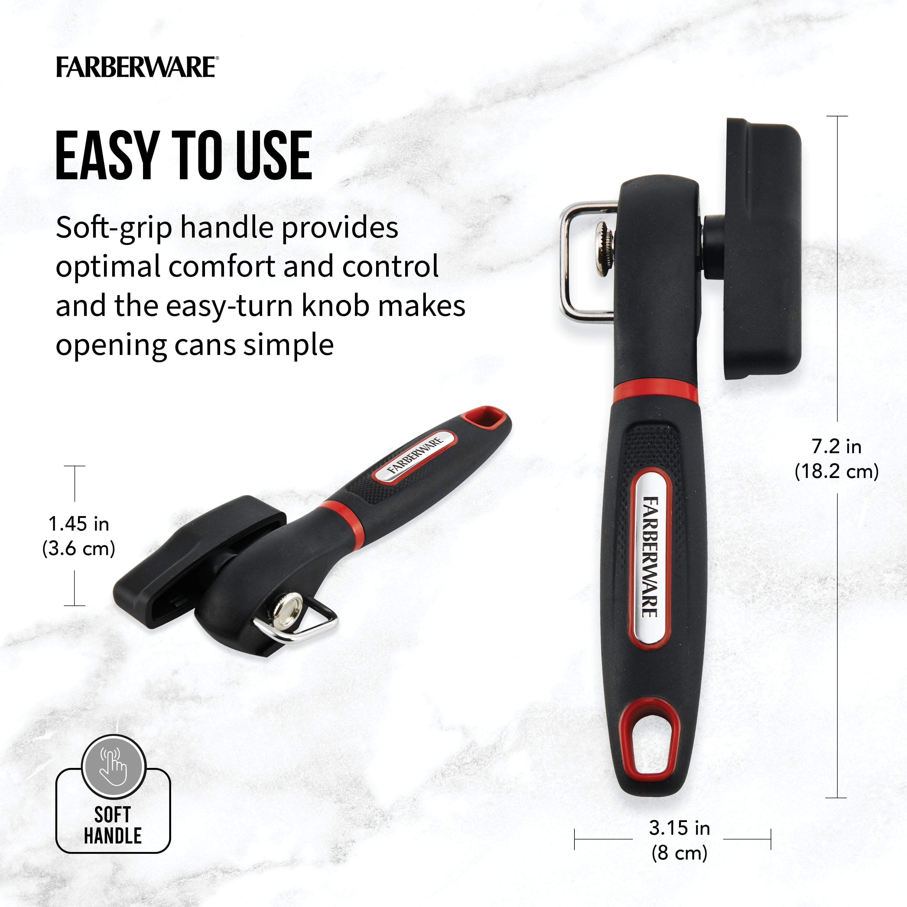 Soft Grips Safety Can Opener in Black with Red Accents - Image 2
