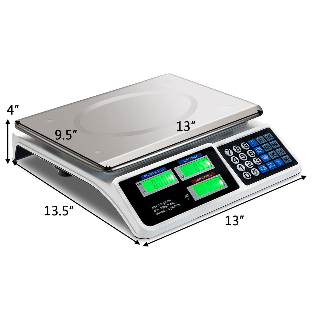 Costway 66 lbs Digital Weight Scale Price Computing Retail Count Scale Food Meat Scales - Image 3