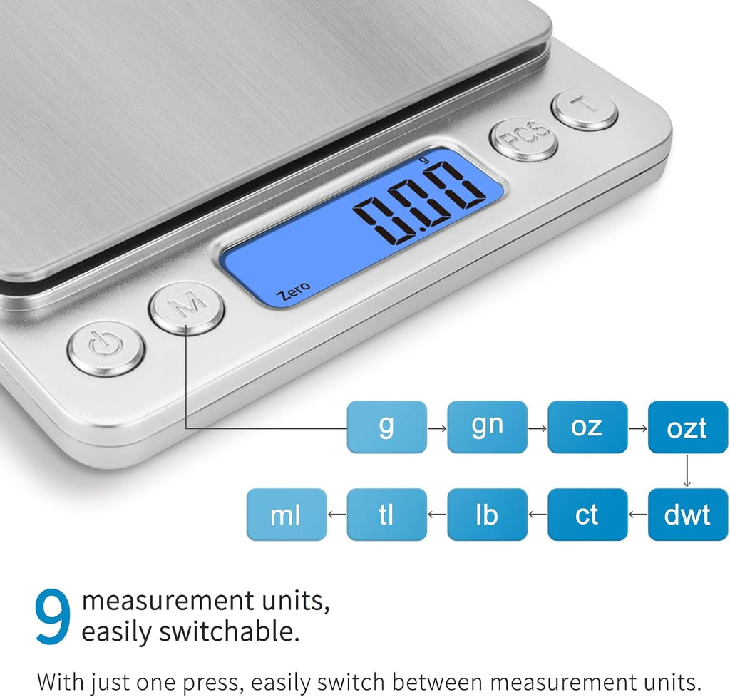 Digital Kitchen Scale, Food Scale, 500g x 0.01g Gram Scale, Cooking Food Scale with LCD Display, Small Pocket Scale w... - Image 3