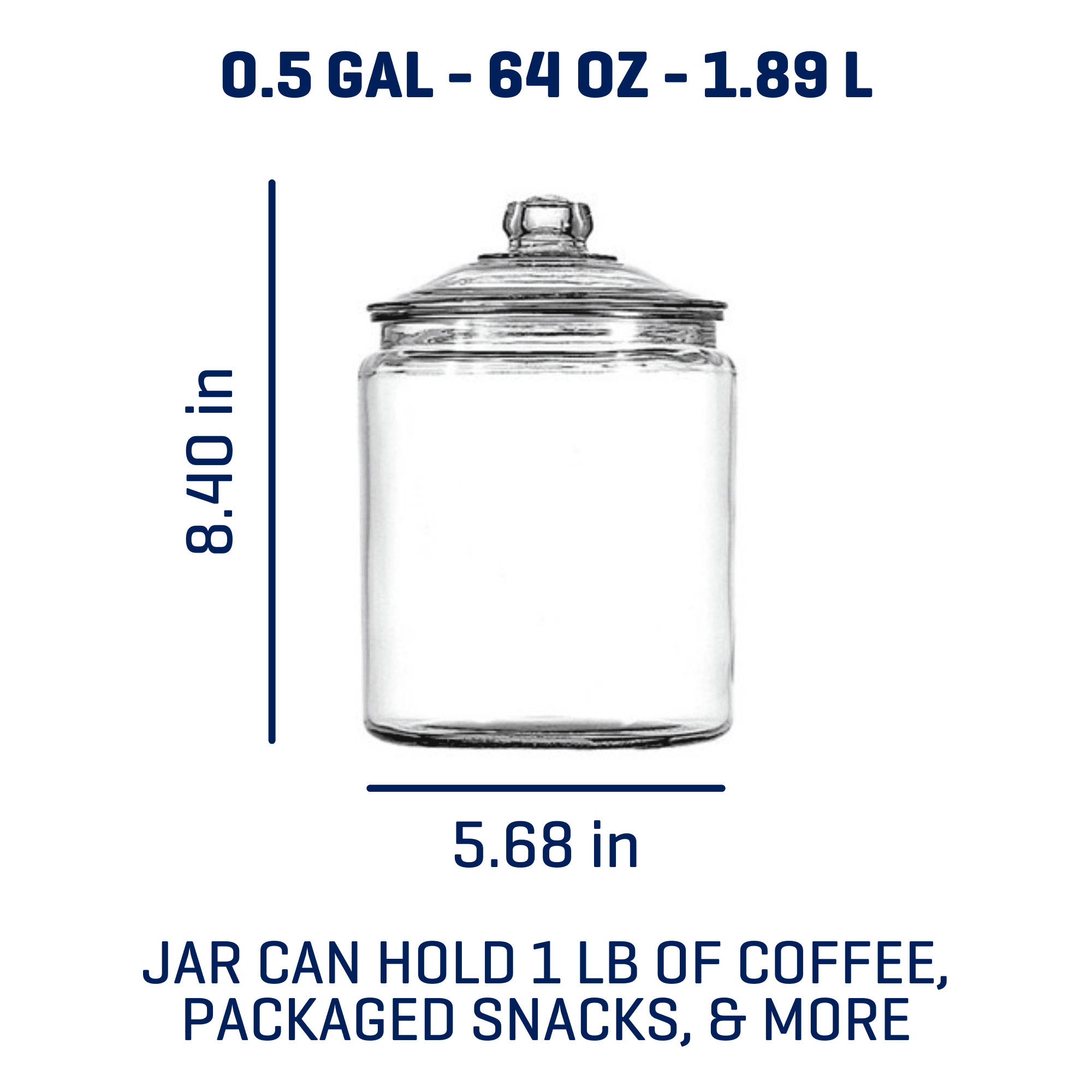 Anchor Hocking Heritage Hill Glass Jar with Lid, 1/2 Gallon, Best Used for Pantry Jar Storage and Display - Image 5