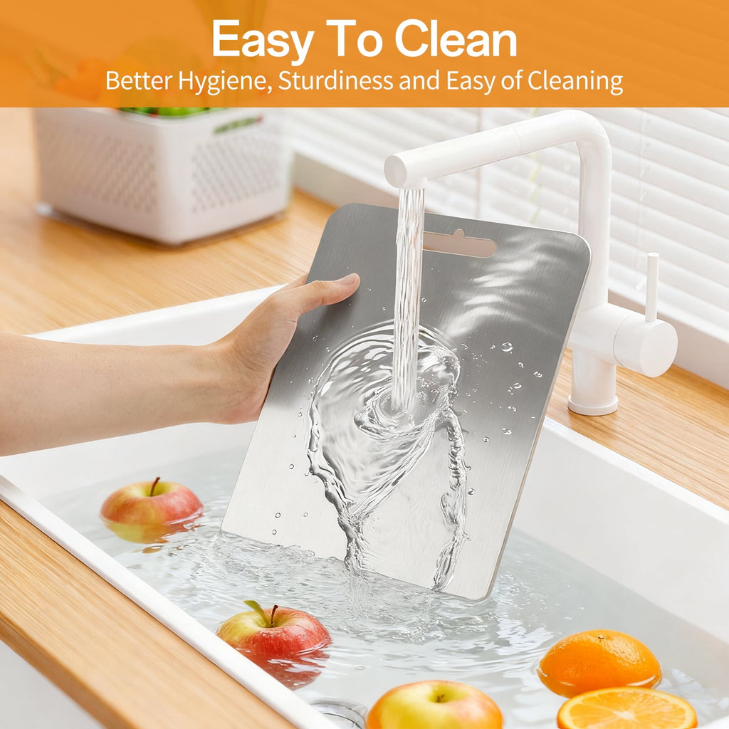 TINANA 3 PCS Stainless Steel Cutting Board for Kitchen (S+M+L), Durable, Hygienic and Dishwasher Safe - Image 4
