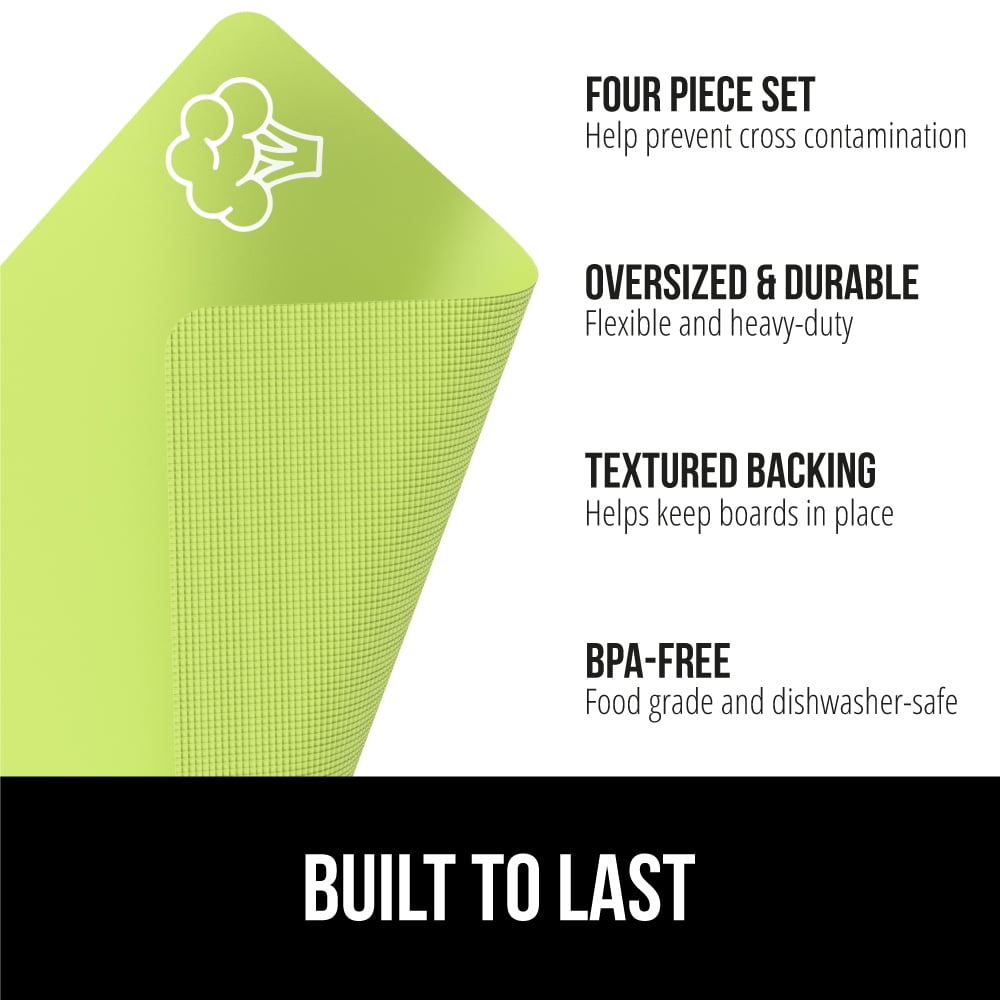 GORILLA GRIP Cutting Board Set of 4, Flexible, Durable Plastic Chopping Mats, 15x12, Multicolor - Image 2