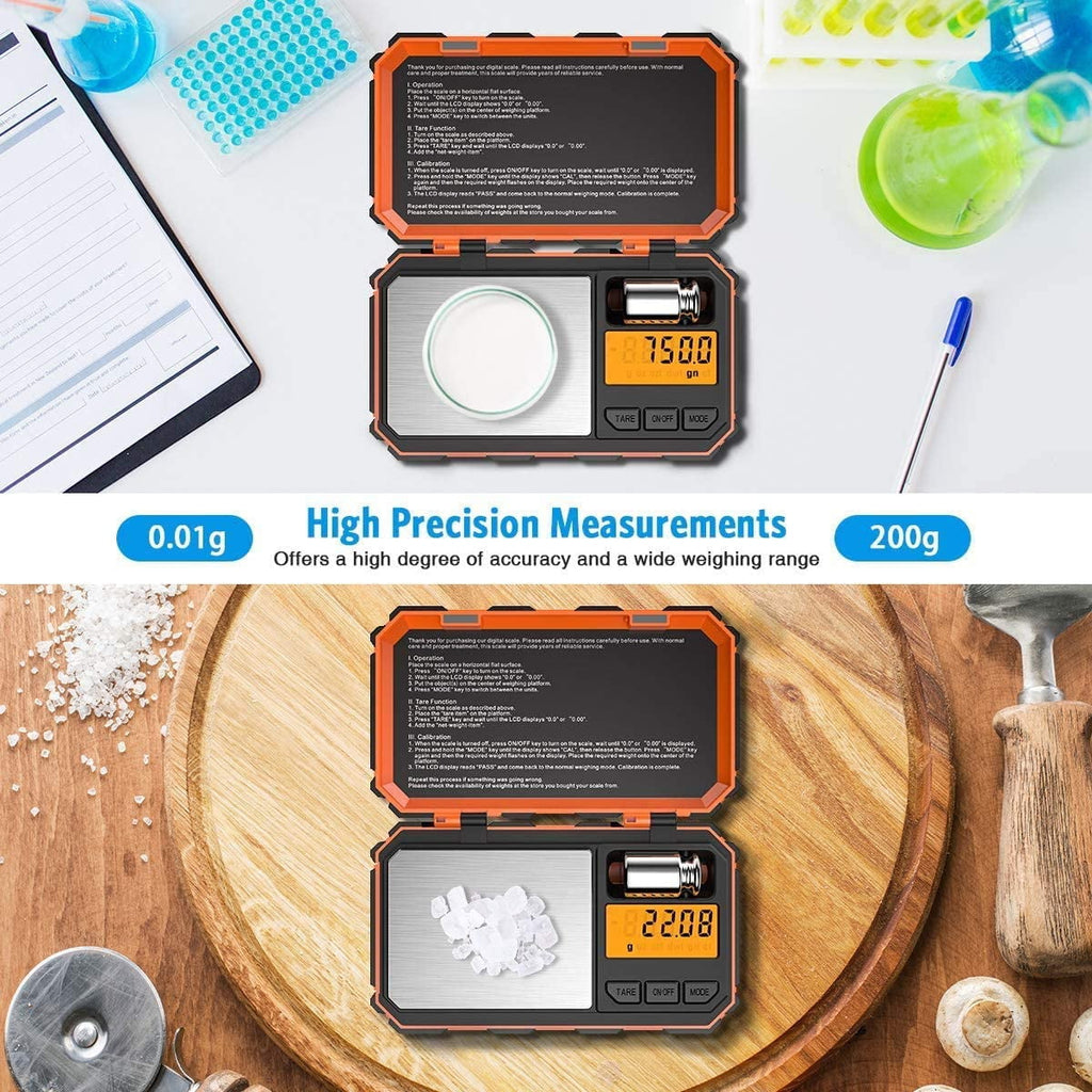 Brifit Digital Scale, 200g/0.01g Mini Scale Electronic Smart Scale 50g Calibration Weight LCD Backlit Display Tare Fu... - Image 3