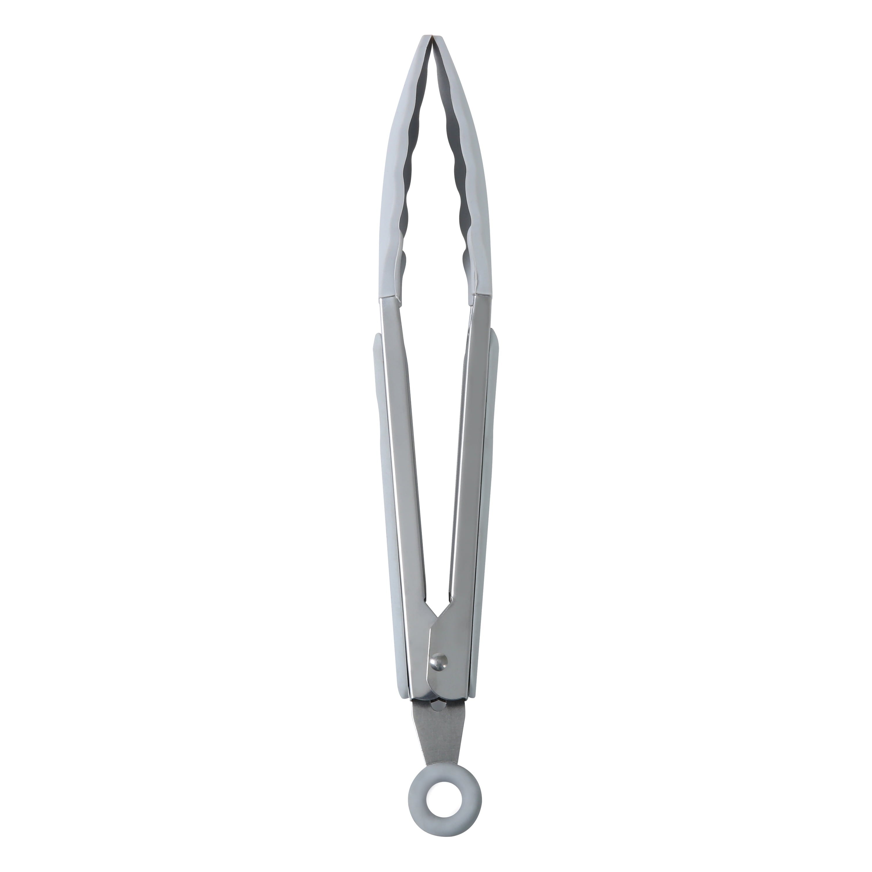 Mainstays 9 Inch Stainless Steel Silicone Locking Tongs with Soft Grip Handle, Grey Flannel - Image 4