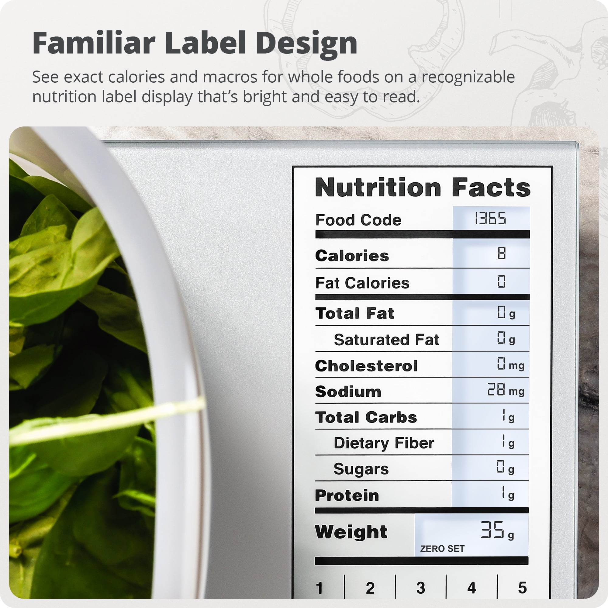 Greater Goods Digital Nutritional Food Scale, LCD Display , Calorie Meal Prep, Weight Loss, Silver - Image 4