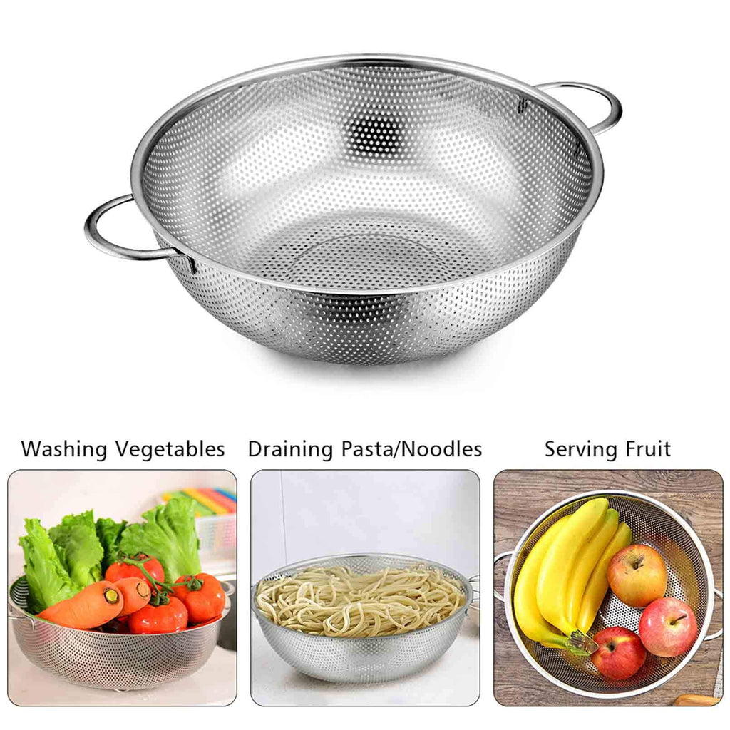Coliware Stainless Steel Colander Set of 3, Micro-Perforated Colanders Strainers for Draining Rinsing - 1/3/5 Quart - Image 5