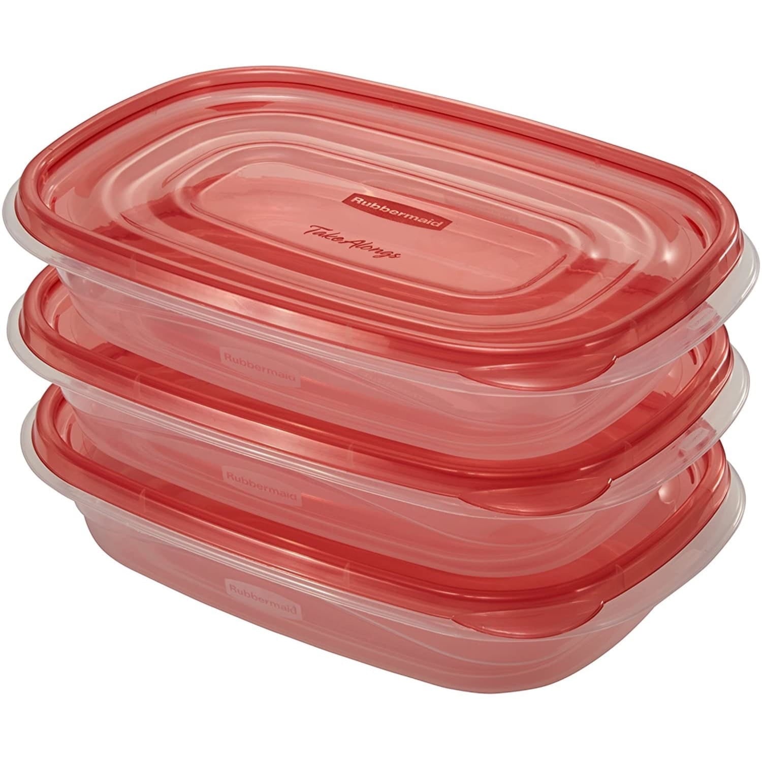 Rubbermaid TakeAlongs 4.0-Cup Rectangle Food Storage Containers, Ruby Red, 3 pack - Image 2