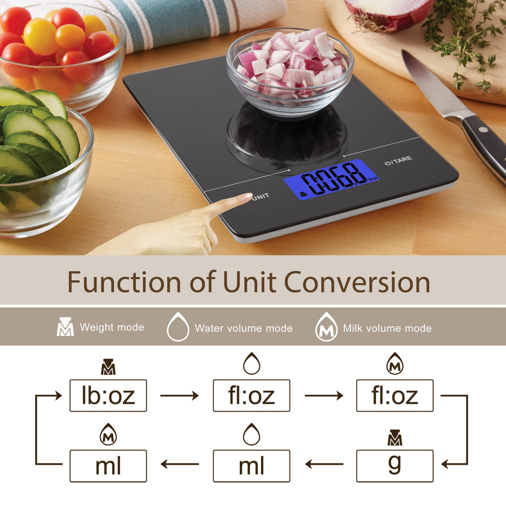 Mainstays Tempered Glass Slimline Digital Scale with Blue Backlit, Black - Image 6