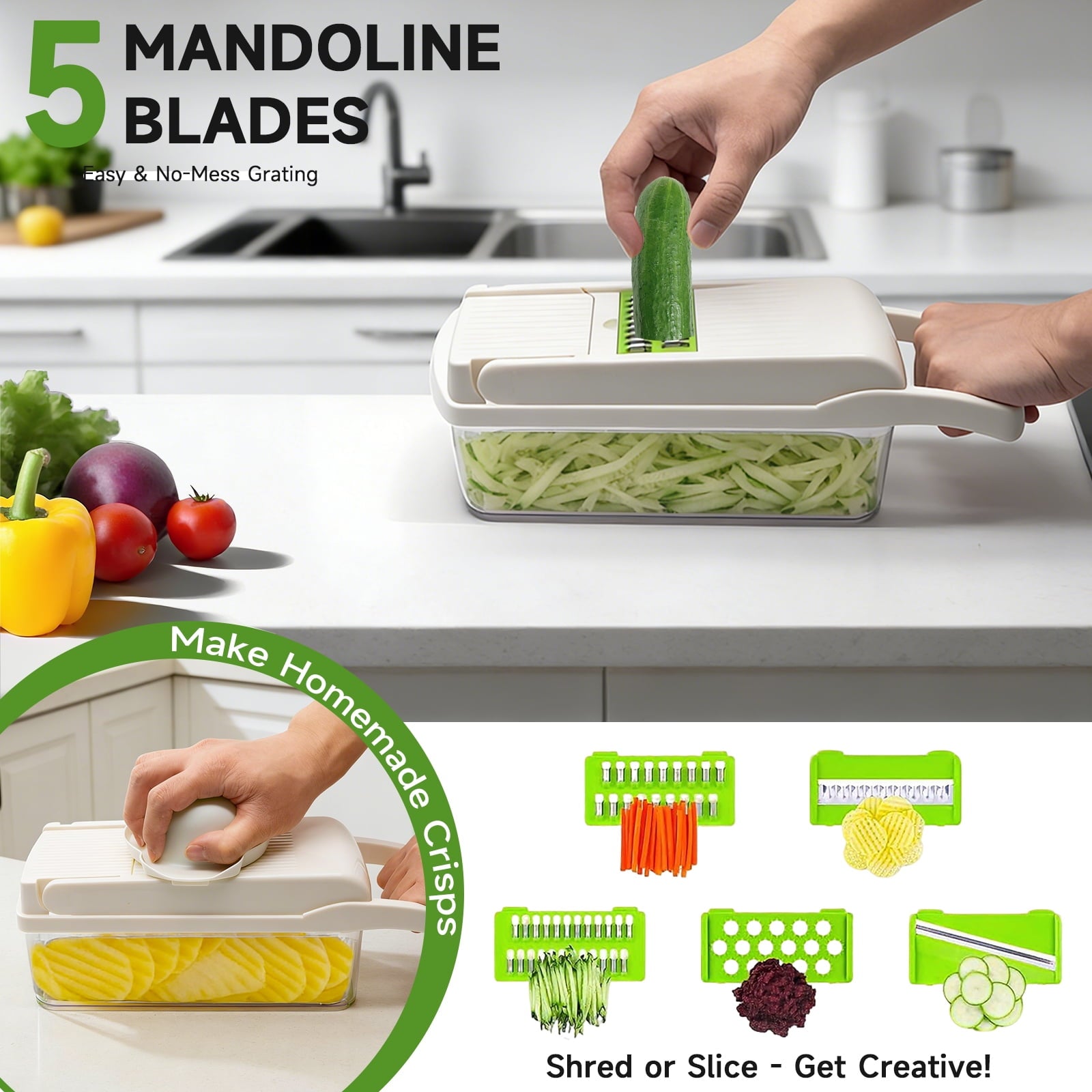 Aonhom Vegetable Chopper Food Slicer, 14 in 1 Food Chopper for Onion, Veggie, Cheese Grater, Vegetables Cutter With L... - Image 6
