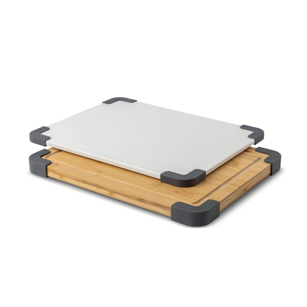 Thyme & Table 2-Piece 11"x14" Poly and Wood Cutting Board Set - White - Image 3