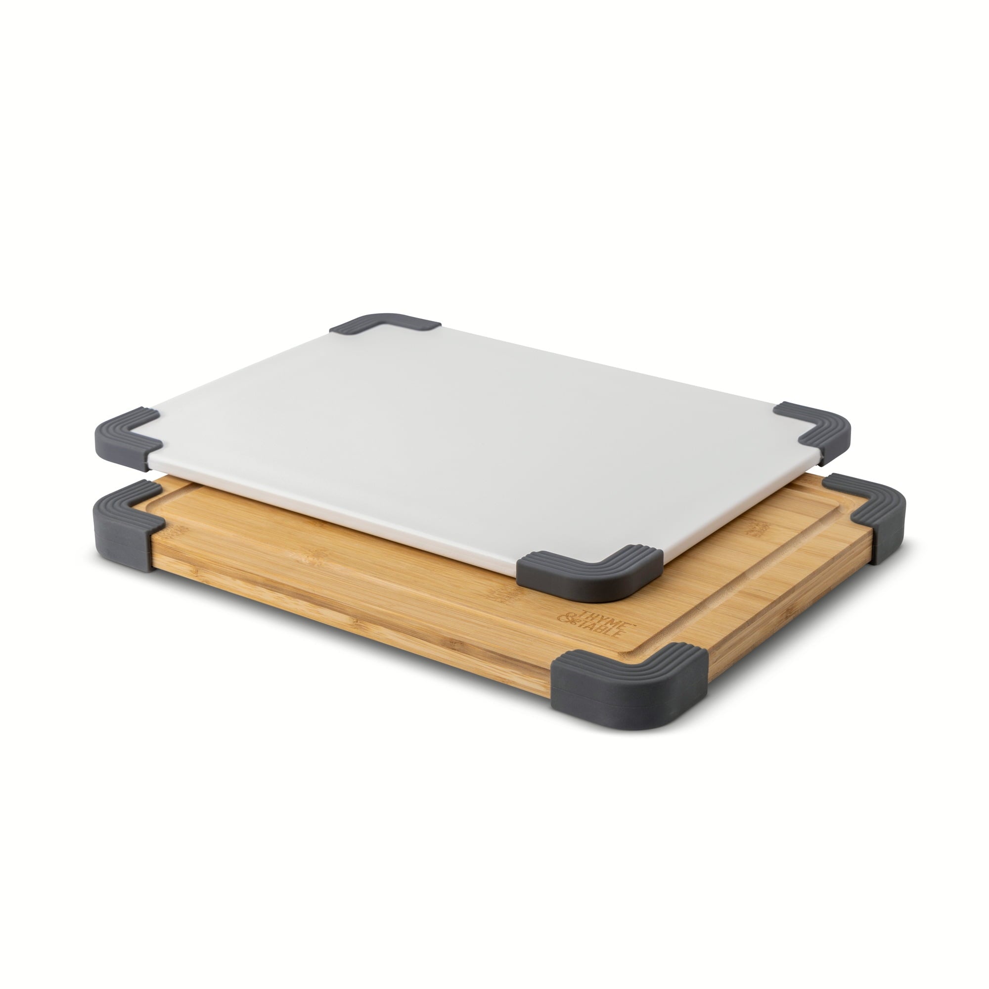 Thyme & Table 2-Piece 11"x14" Poly and Wood Cutting Board Set - White - Image 3