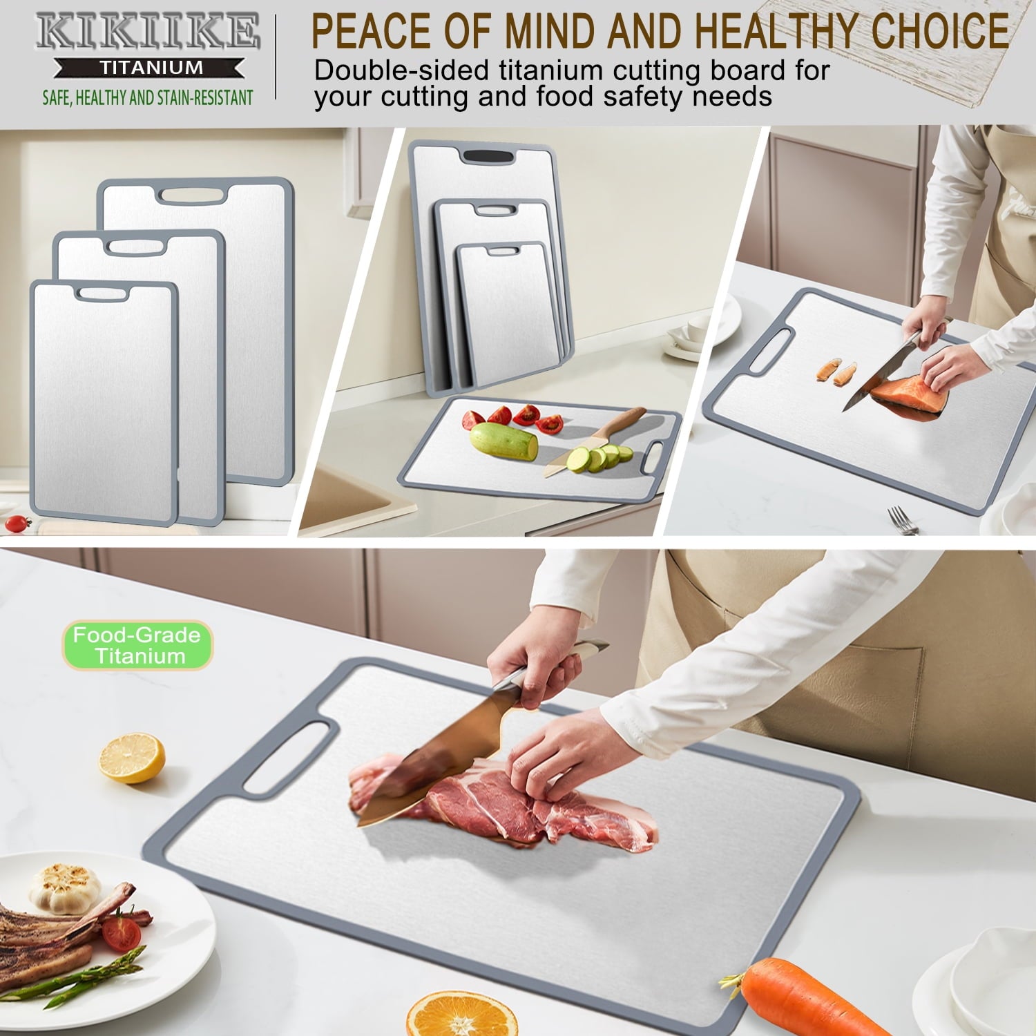Titanium Cutting Board Double-sided non-slip silicone edging Pure Titanium Cutting Boards for Kitchen - Double-Sided ... - Image 6