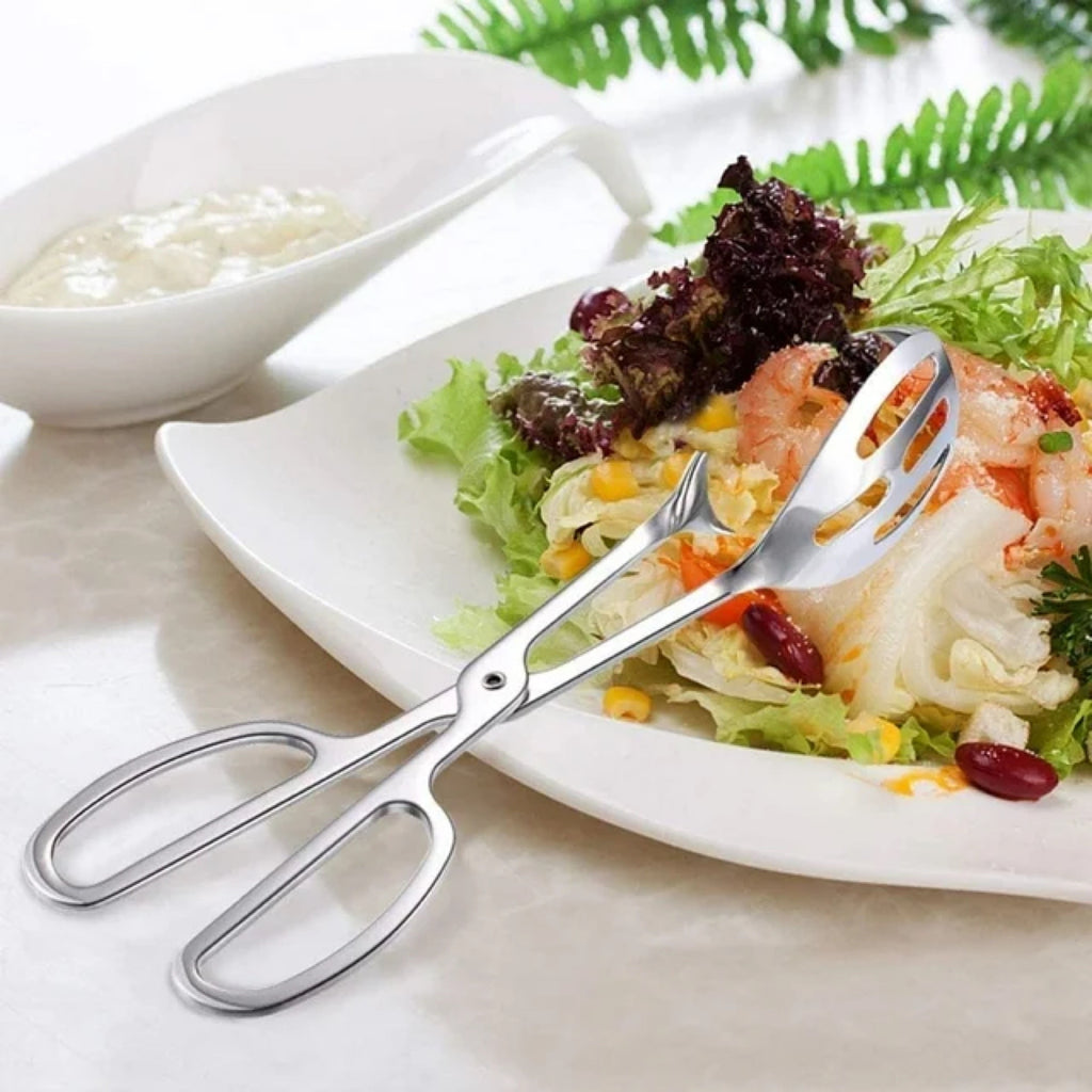 UU&T 2 Pcs Salad Tongs, 10'' Stainless Steel Kitchen Tongs, for Baking Cake Buffet Pasta Restaurant Home Kitchen Gadg... - Image 2