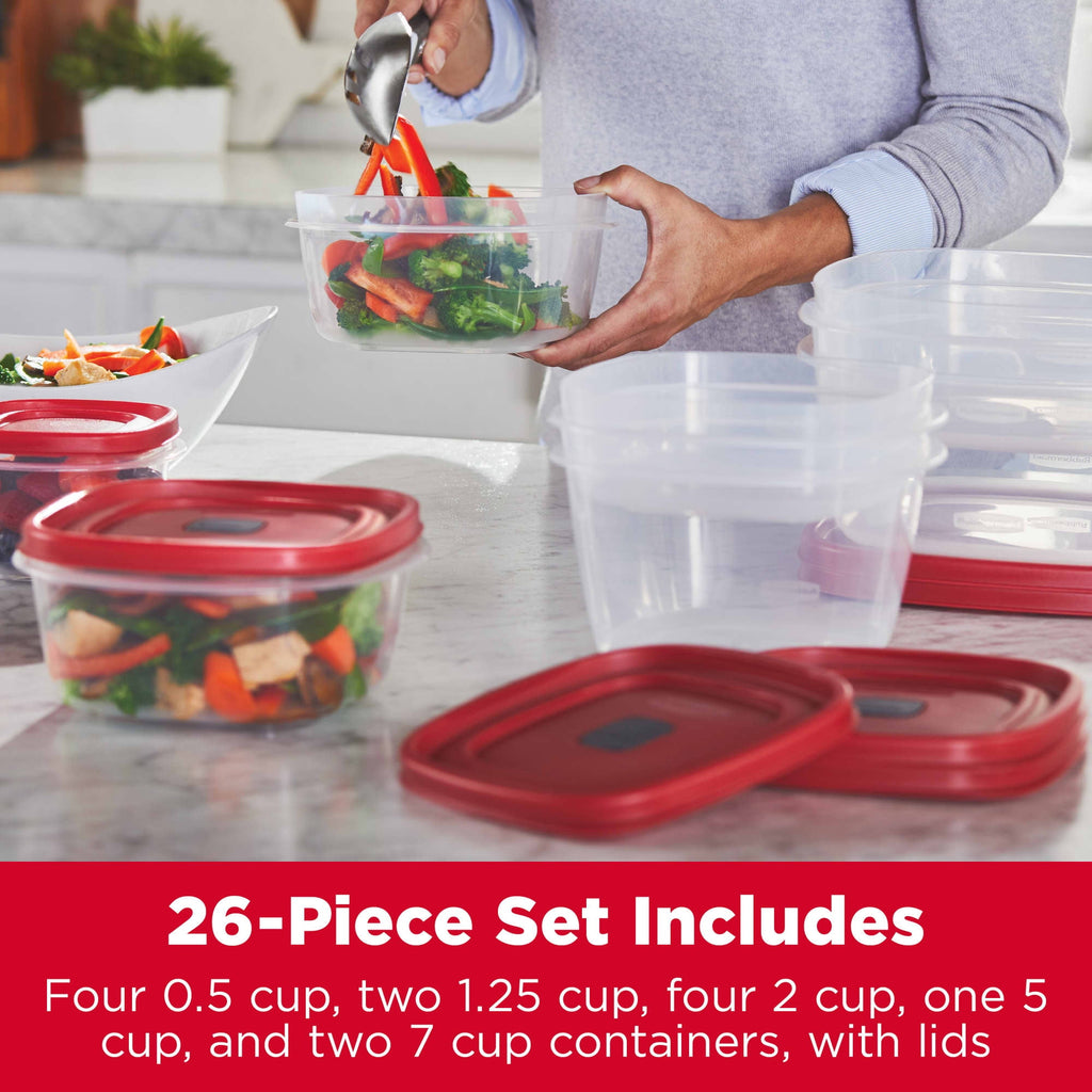 Rubbermaid Easy Find Lids Food Storage Containers with Vented Lids, 26 Piece Set, Red - Image 6