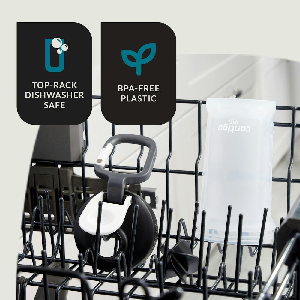 Shaker bottle and lid in dishwasher