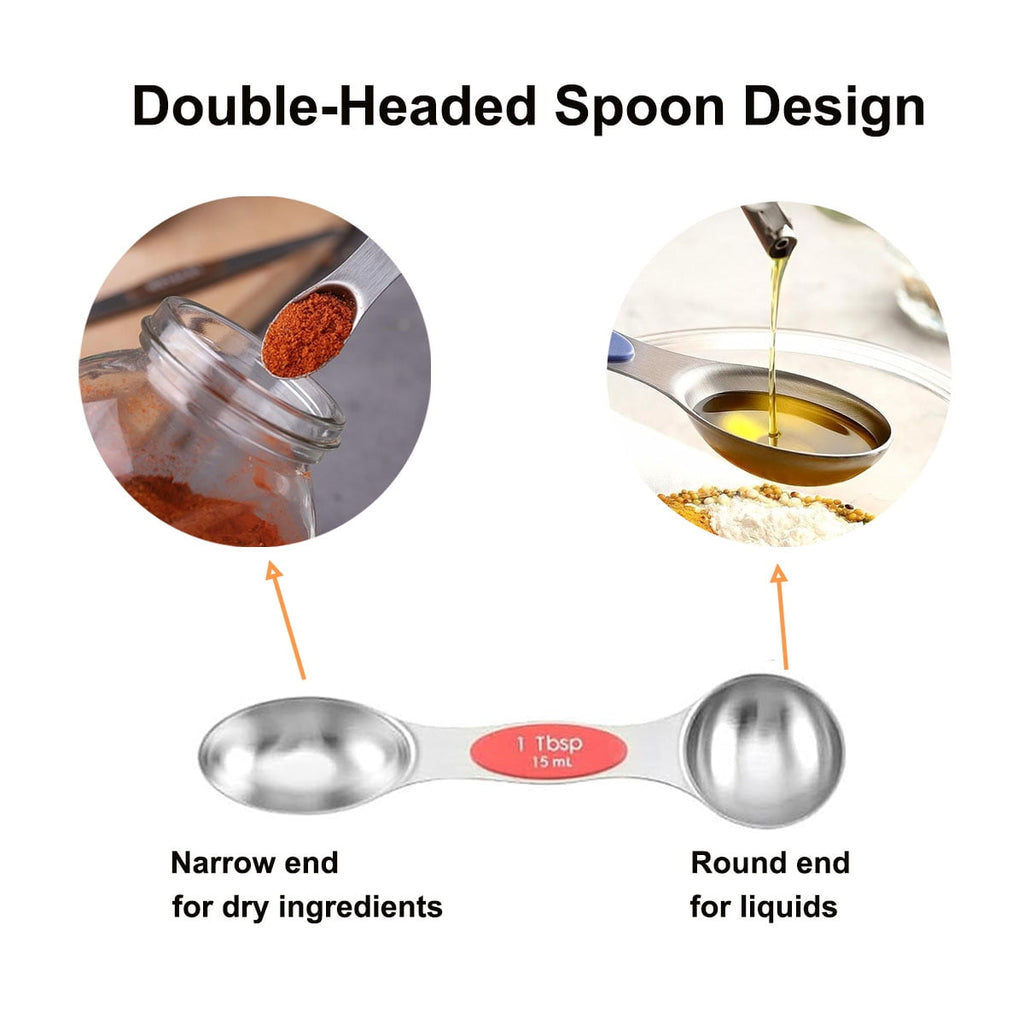 Measuring Cups and Spoons Set, 17-Piece Stainless Steel Magnetic Double-Headed Spoons with Engraved Measurements and ... - Image 2