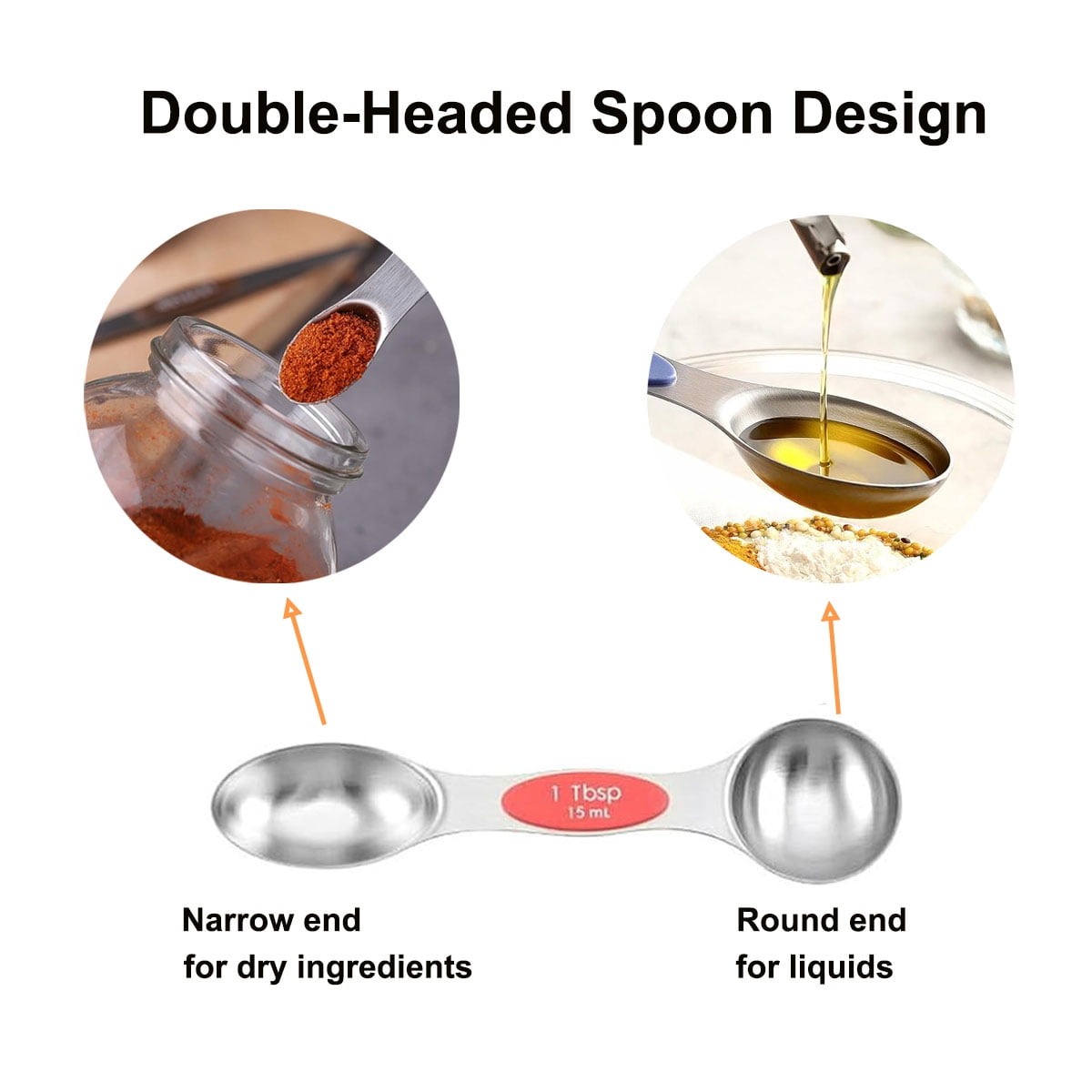 Measuring Cups and Spoons Set, 17-Piece Stainless Steel Magnetic Double-Headed Spoons with Engraved Measurements and ... - Image 2