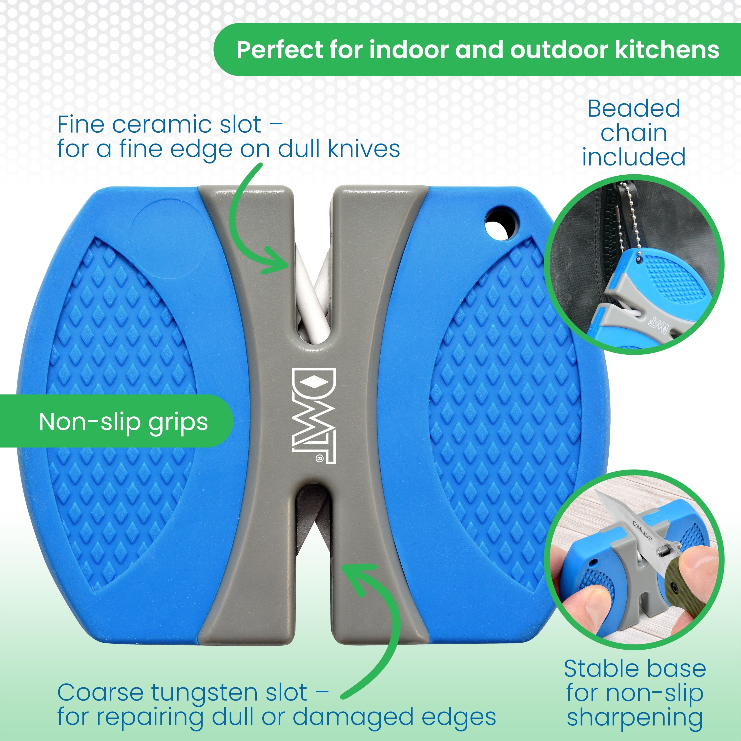 DMT PocketSharp Coarse & Fine Knife Sharpener, Simplistic & Portable Sharpening / Secure-Grip Nonslip Control Pads / ... - Image 3