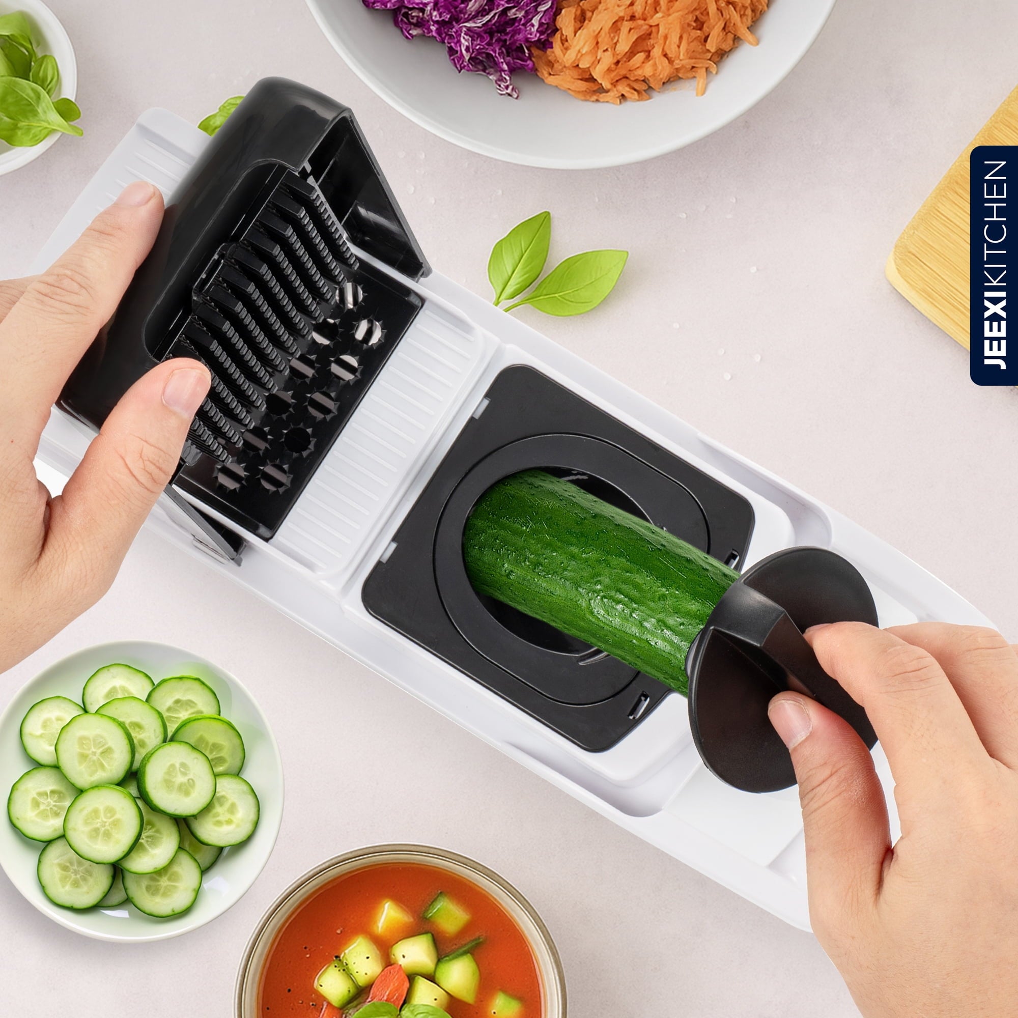 JEEXI Pro Vegetable Chopper, Multi-functional Onion Chopper, Veggie Chopper w/ Stainless Steel Blades, Vegetable Slic... - Image 4