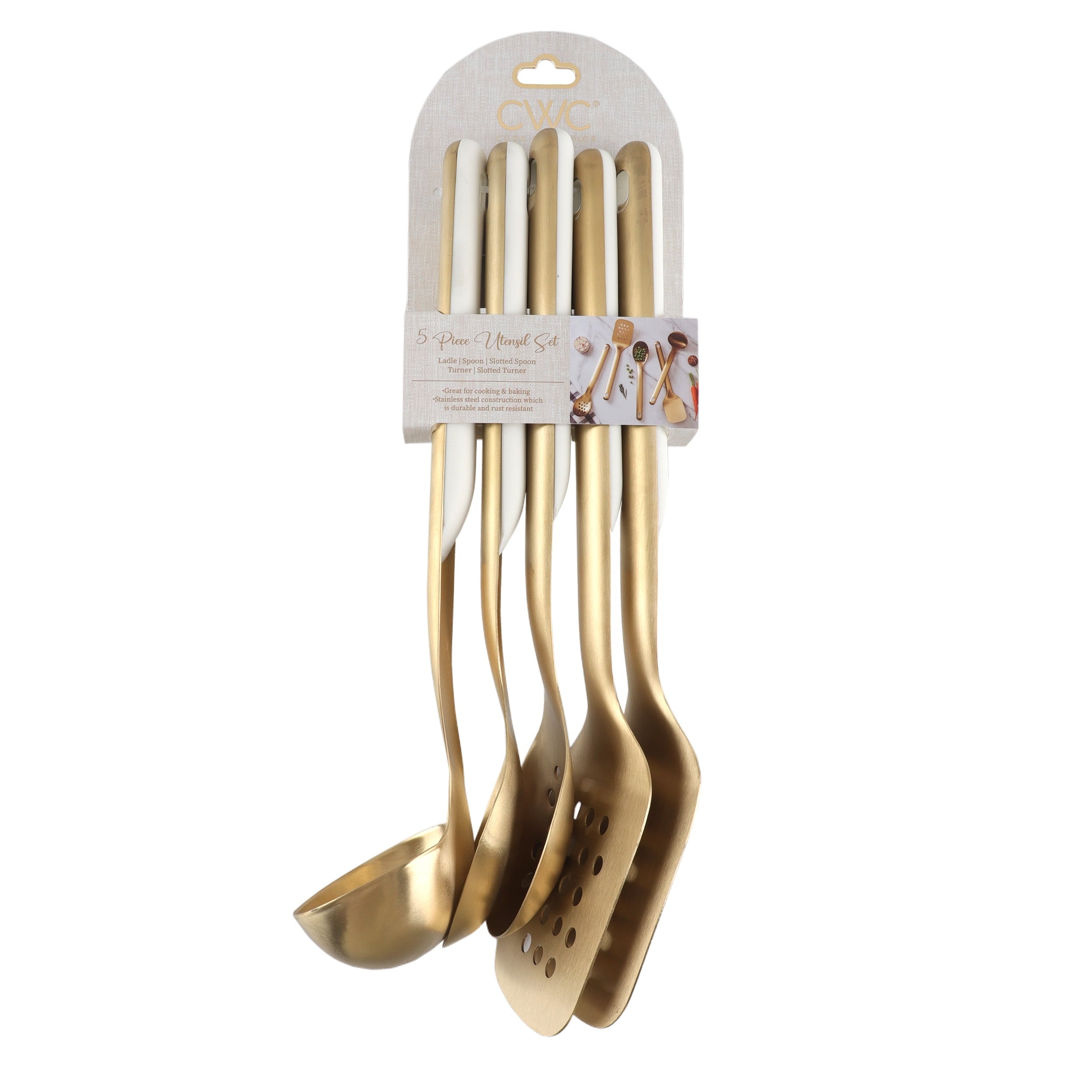 5-Piece Stainless Steel Utensil Set Gold, Durable & Stylish Kitchen Tools - Image 5