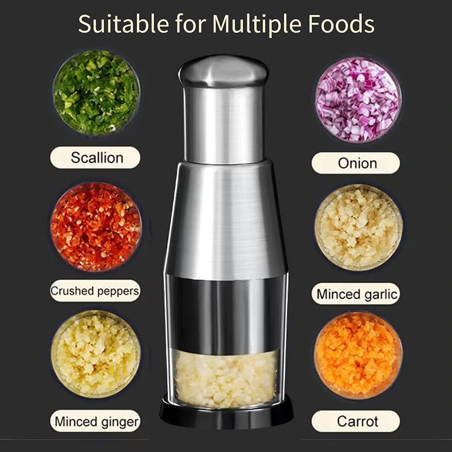Wzw Multifunctional Stainless Steel Garlic Chopper Onion Press Manual Vegetable Chopper Easy Clean Silver Knives - Image 5