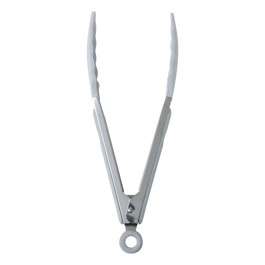 Mainstays 9" Stainless Steel and Silicone Locking Tongs, Soft Grip Handle, Grey Flannel - Image 5