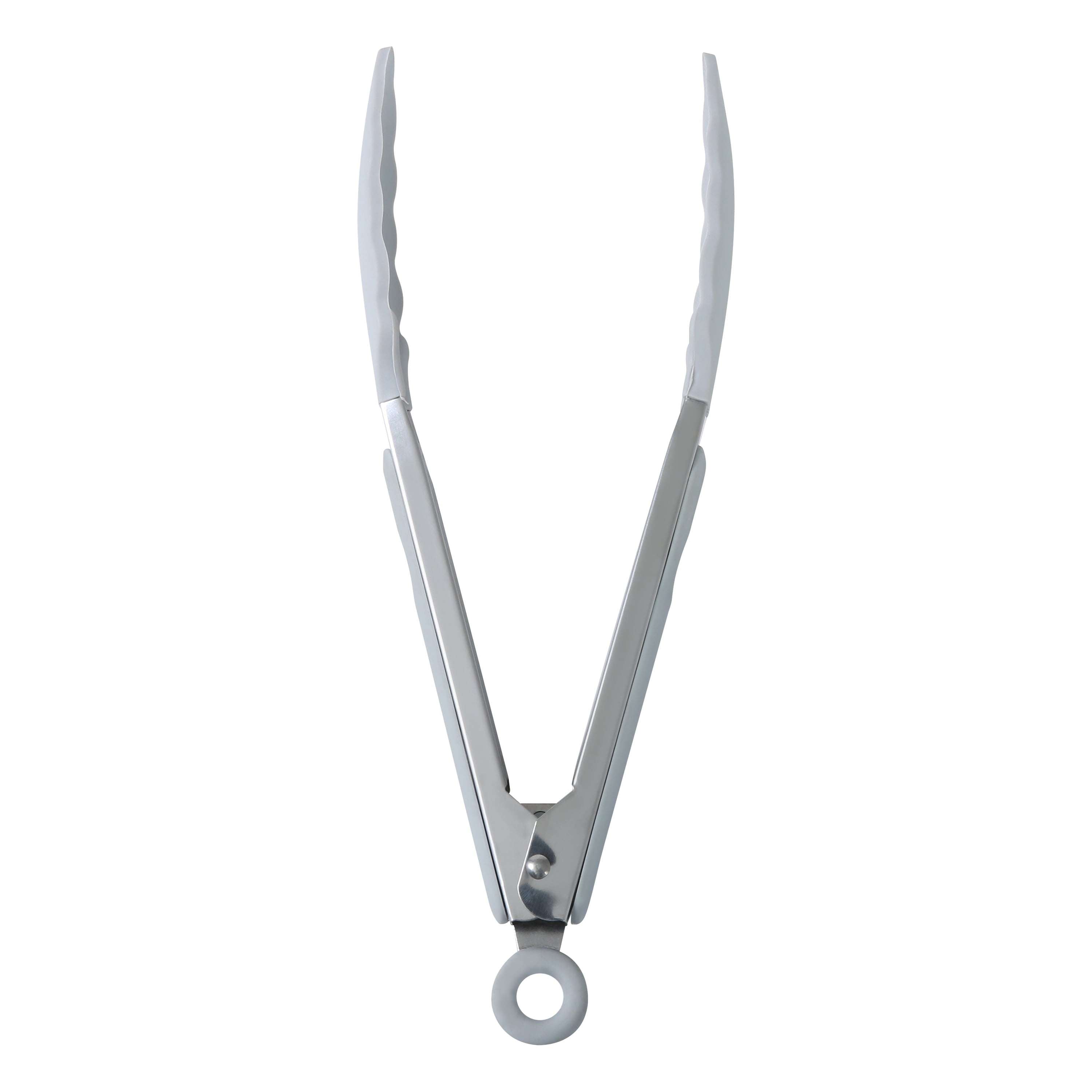 Mainstays 9" Stainless Steel and Silicone Locking Tongs, Soft Grip Handle, Grey Flannel - Image 5