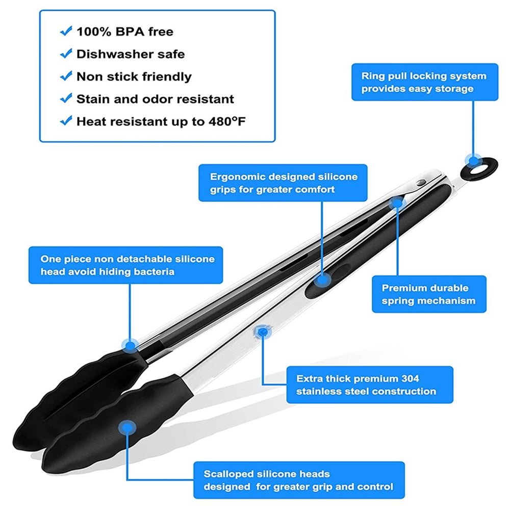 Kitchen Tong Set,Tongs For Cooking, Perfect for Food,Salad and BBQ - Image 4