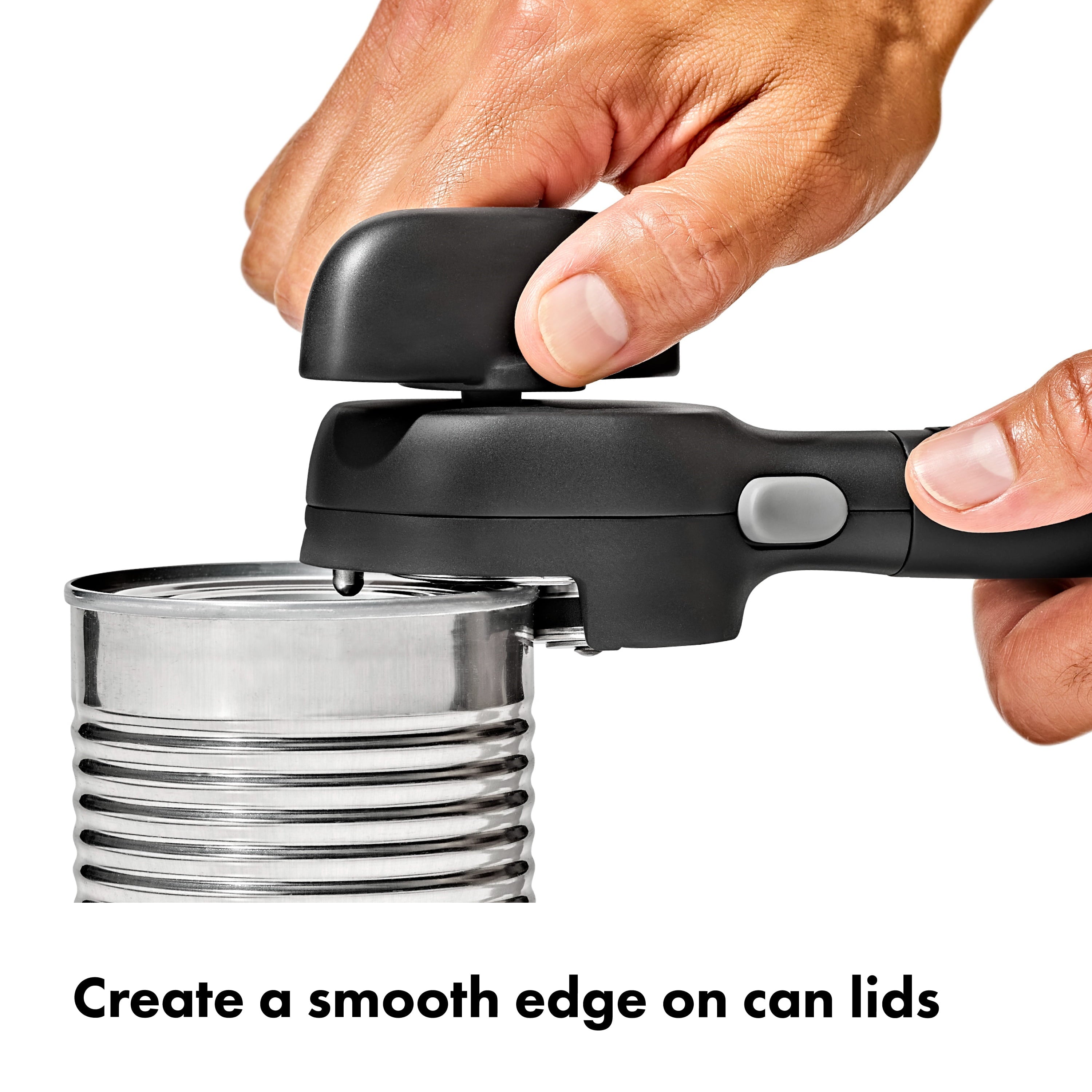 OXO SoftWorks Smooth Edge Can Opener Side-Cutting, No-Touch Lid Removal, Stainless Steel Blade, Non-Slip Grip - Image 2