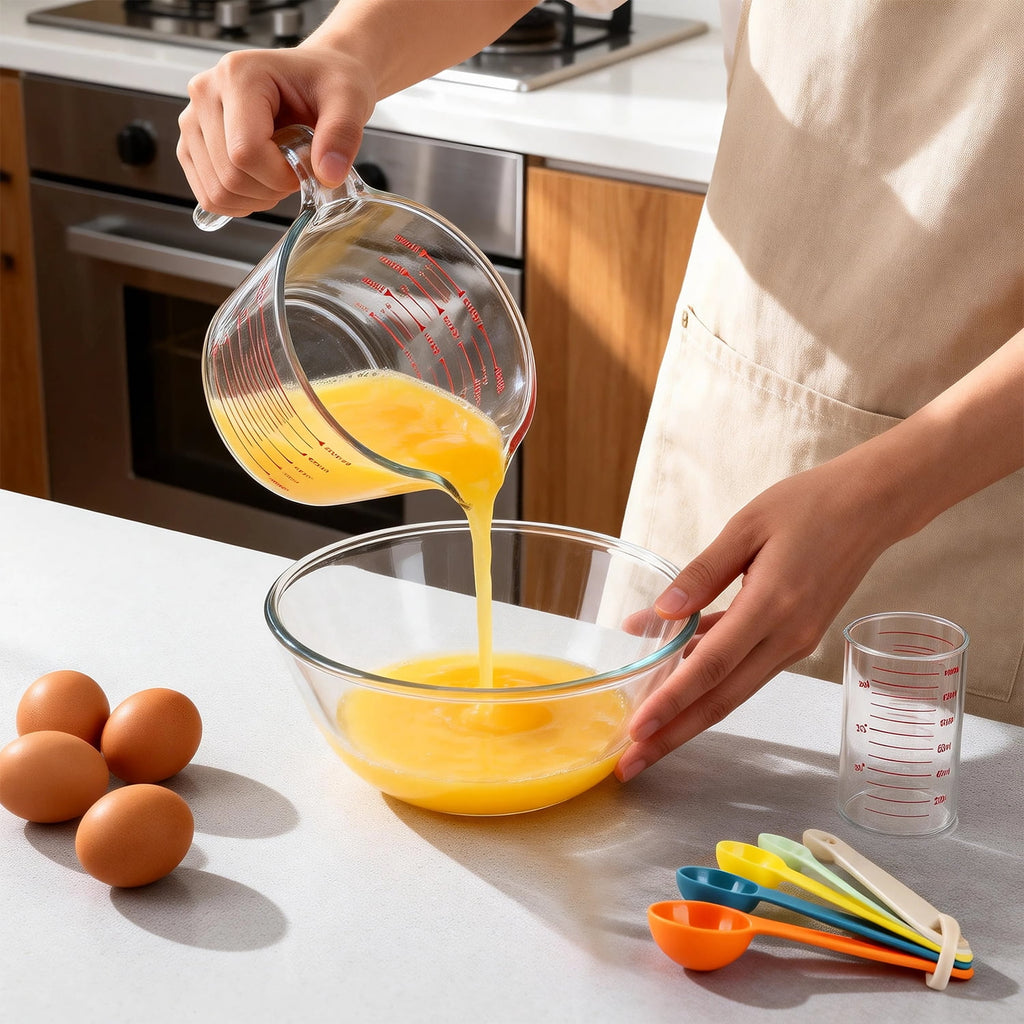 TAIMASI 9 Pcs Glass Measuring Cups Set with Lids, 4-Cup, 2-Cup, 1-Cup, 5 oz Liquid Measuring Cups & 5 Measuring Spoon... - Image 6