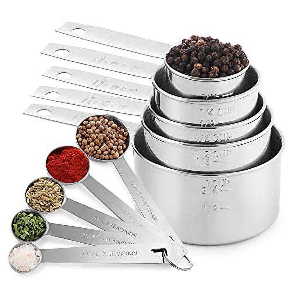Laxinis World Stainless Measuring Cups And Measuring Spoons 10-Piece Set, 5 Cups And 5 Spoons - Image 2