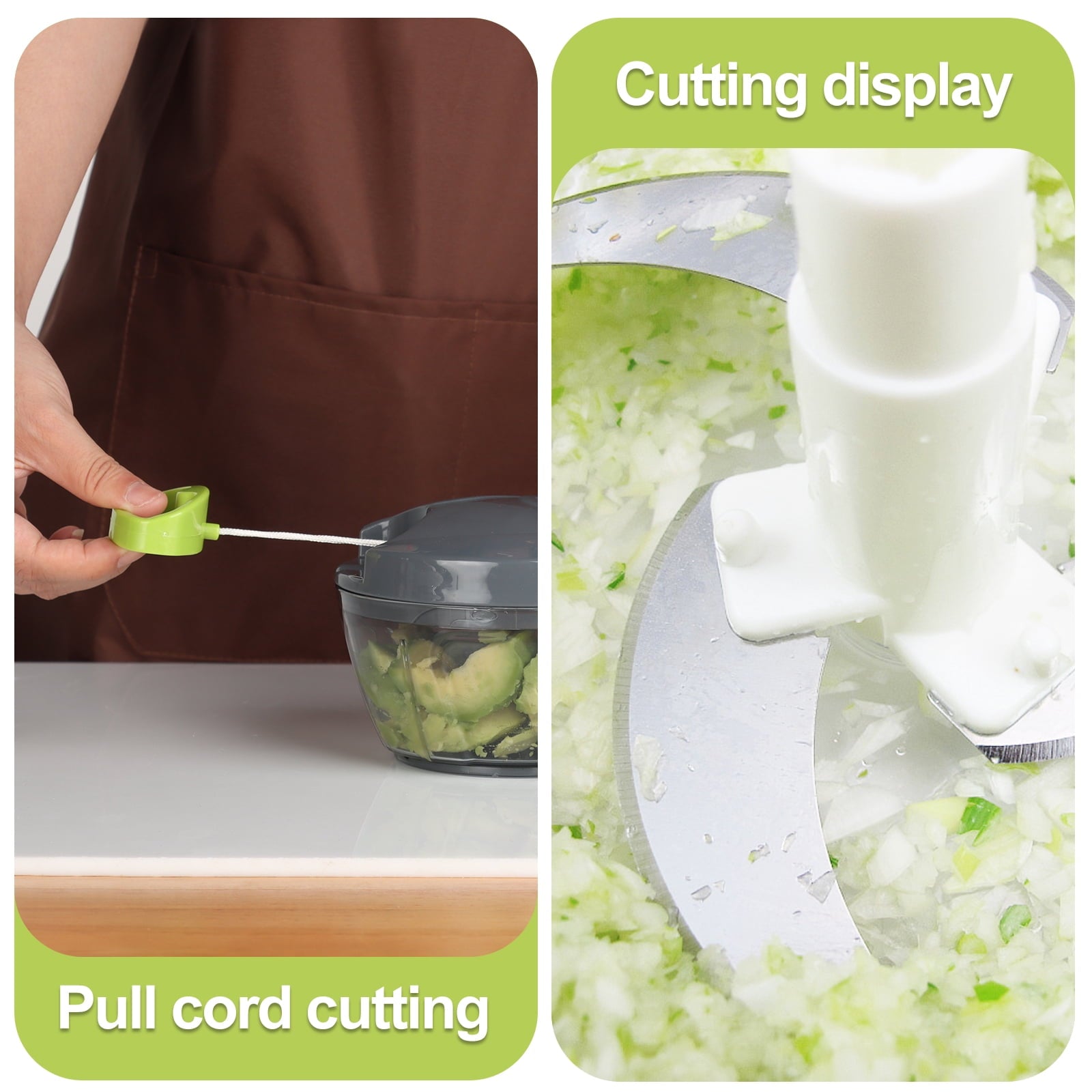 Dream Snail Vegetable Chopper Manual Food Processor with Pull Cord, 500 ml Hand-Powered Kitchen Cutter for Garlic, On... - Image 4