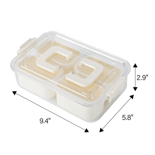 Mainstays Snackle Box, Lunch & Snack Container with lids, Plastic, Mini, 4 Compartment , White, Made for Portable Foo... - Image 2