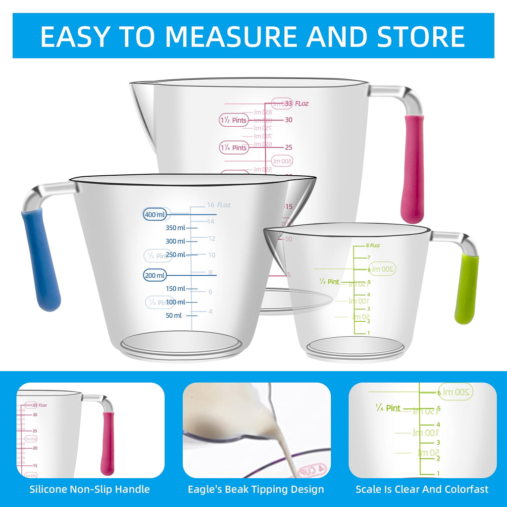 Godance 16-Piece Measuring Cups and Spoons Set, Nesting Stainless Steel Measuring Cups Spoons with 3 Plastic Measurin... - Image 3