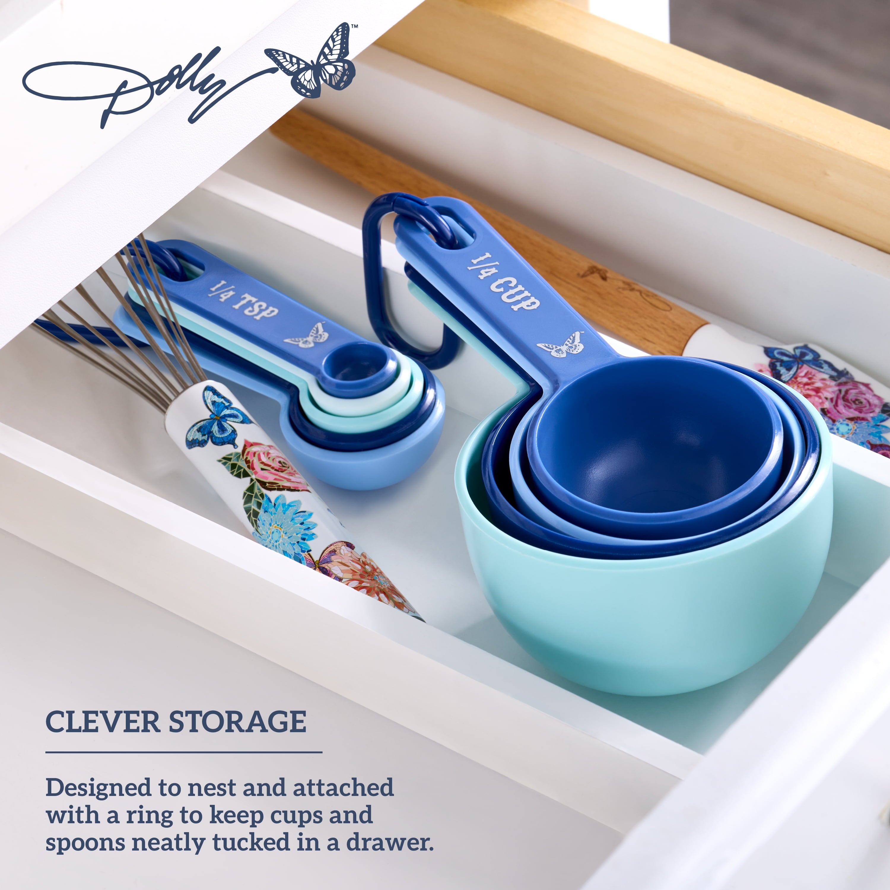 Dolly Parton 9-Piece Measuring Cups and Measuring Spoons Set, Blue - Image 3