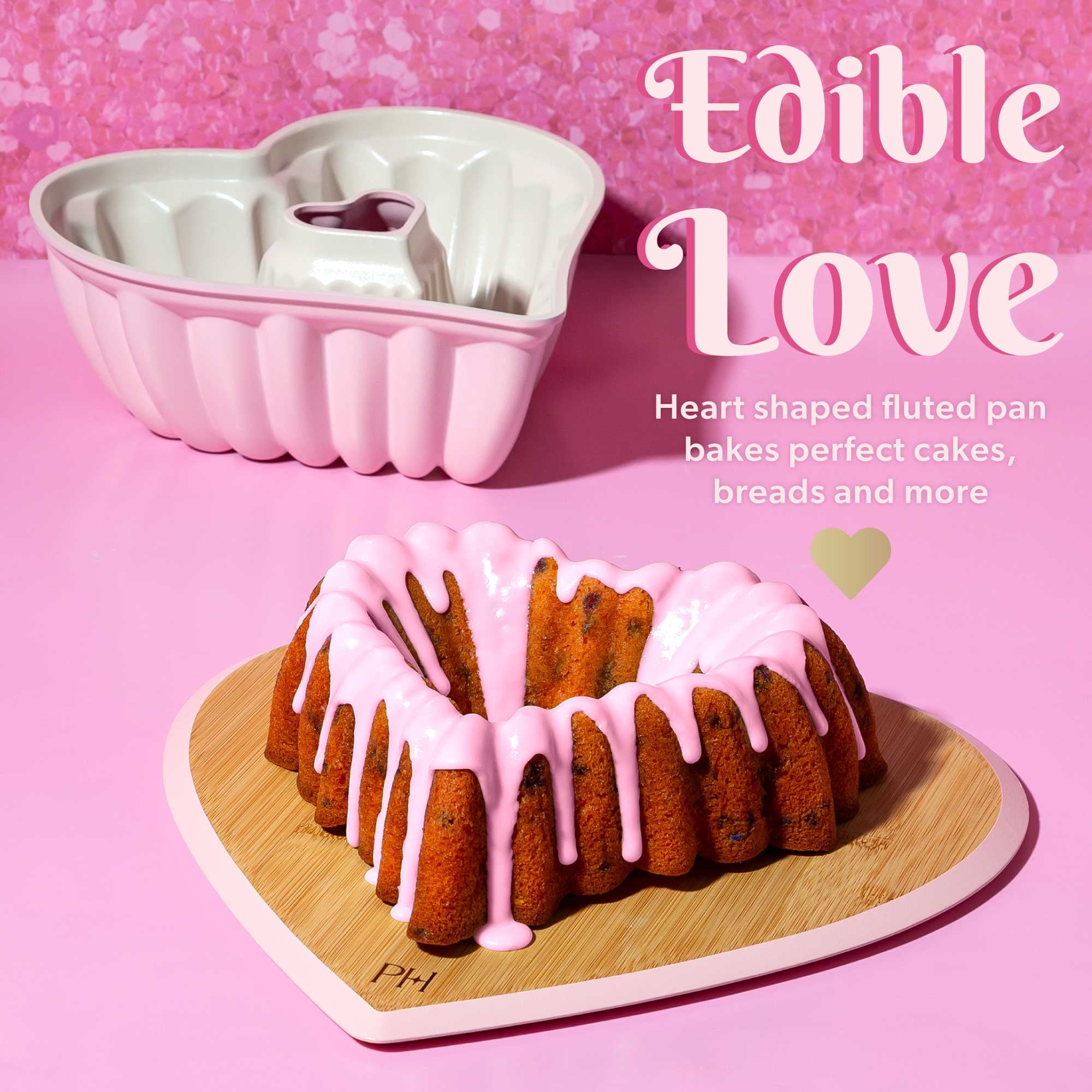 Paris Hilton Heart Shaped Cake Pan for Baking, Premium Nonstick & Dishwasher Safe, 9.5-inch, Pink - Image 3