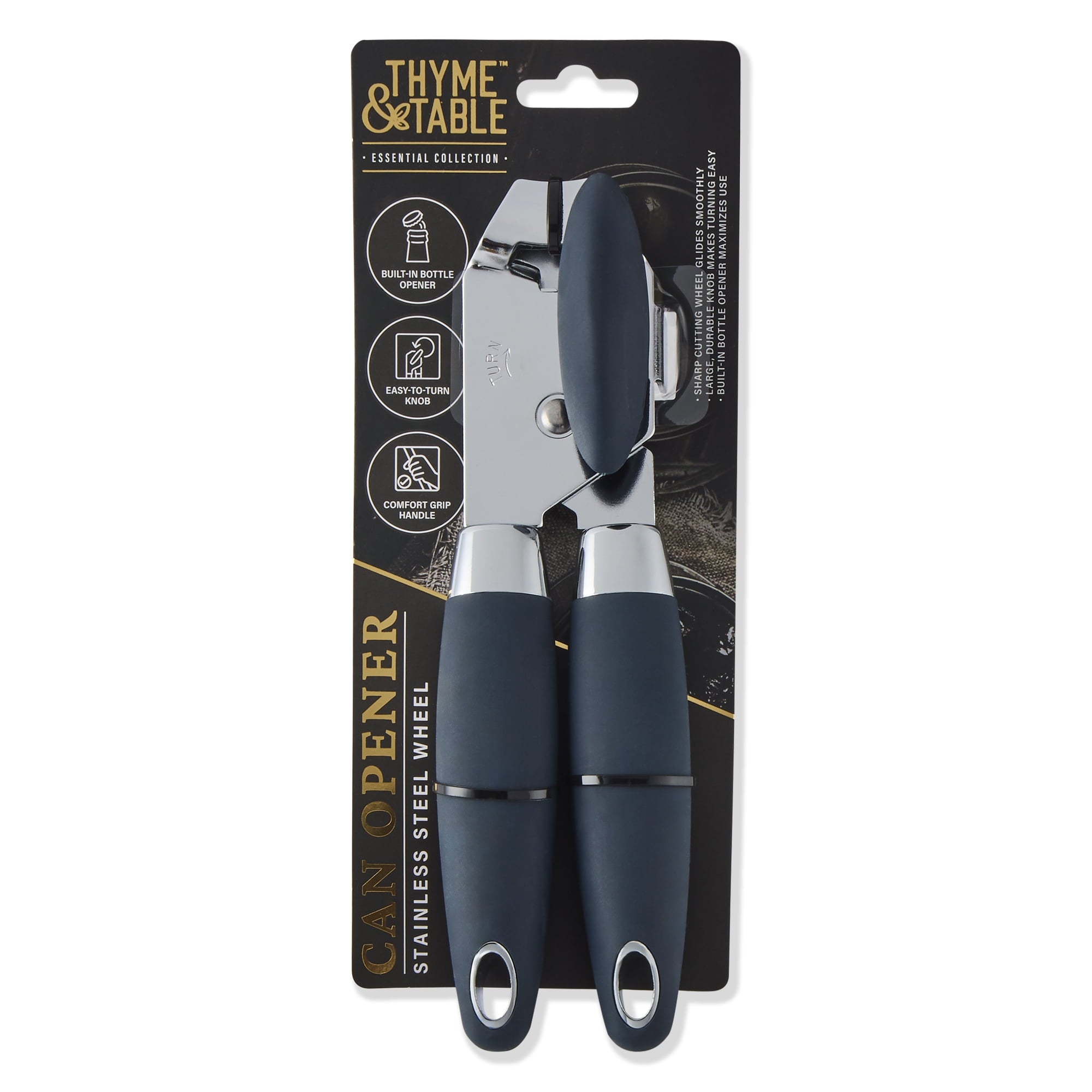 Thyme & Table Manual Stainless Steel Can Opener with Easy-Turn Knob - Image 2